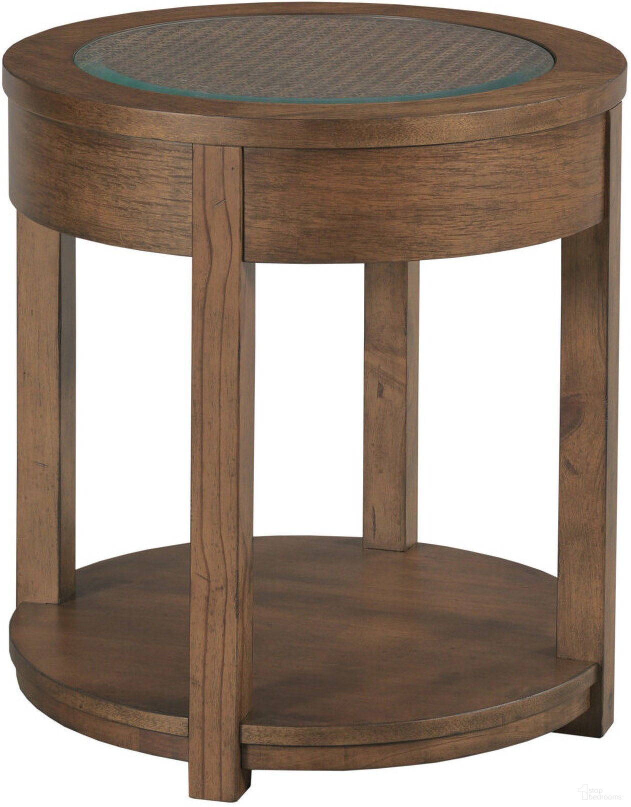 The appearance of Foster Round End Table In Hazel designed by Hammary in the modern / contemporary interior design. This hazel piece of furniture  was selected by 1StopBedrooms from Foster Collection to add a touch of cosiness and style into your home. Sku: 207-916. Material: Wood.