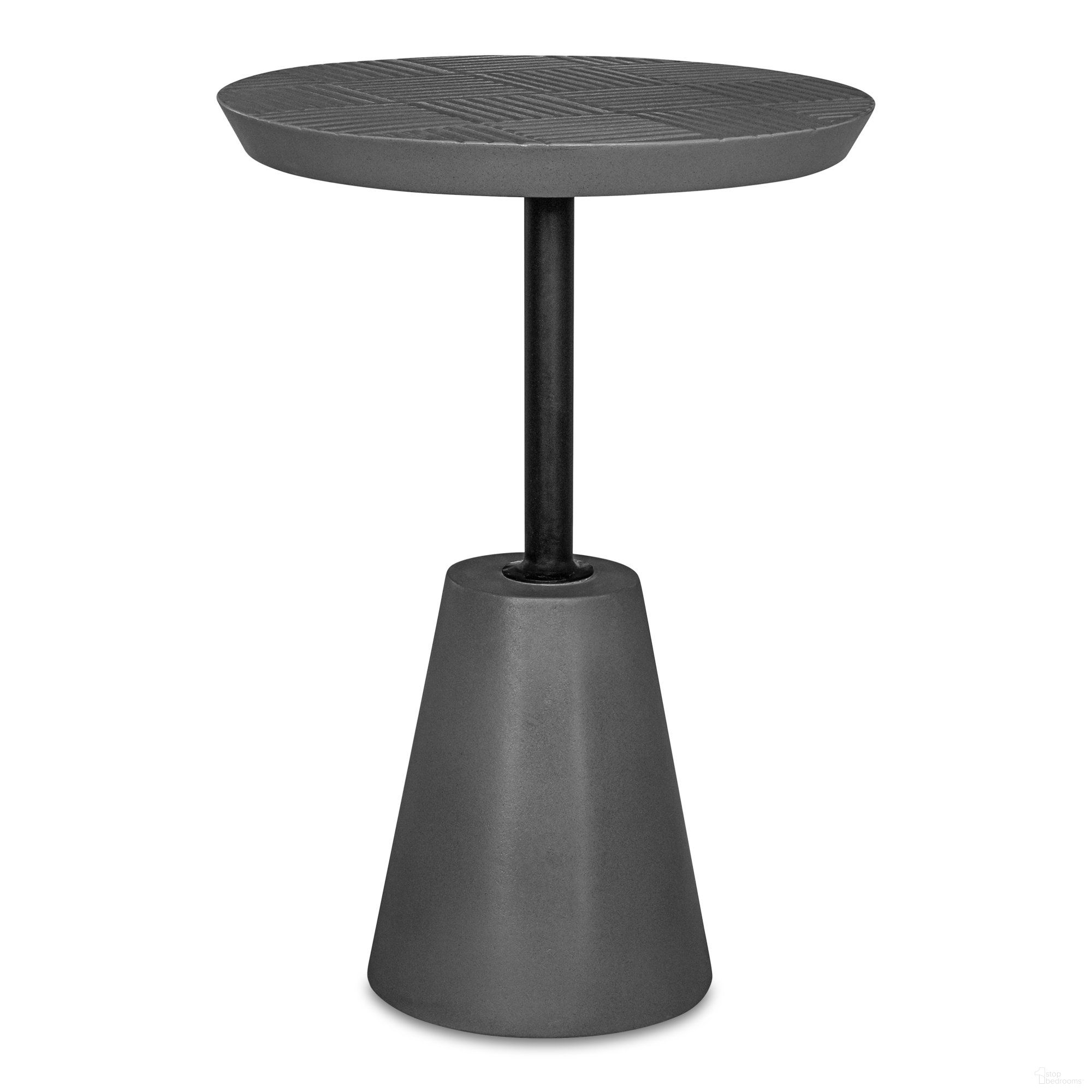 The appearance of Foundation Dark Grey Ceramic Outdoor Accent Table designed by Moes Home in the modern / contemporary interior design. This grey piece of furniture was selected by 1StopBedrooms from Foundation Collection to add a touch of cosiness and style into your home. Sku: BQ-1046-25. Table Top Shape: Round. Material: Ceramic.