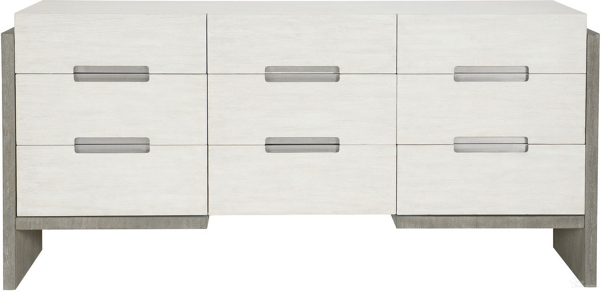 The appearance of Foundations Dresser in Light Shale Finish designed by Bernhardt in the modern / contemporary interior design. This linen/light shale piece of furniture  was selected by 1StopBedrooms from Foundations Collection to add a touch of cosiness and style into your home. Sku: 306053. Material: Wood.