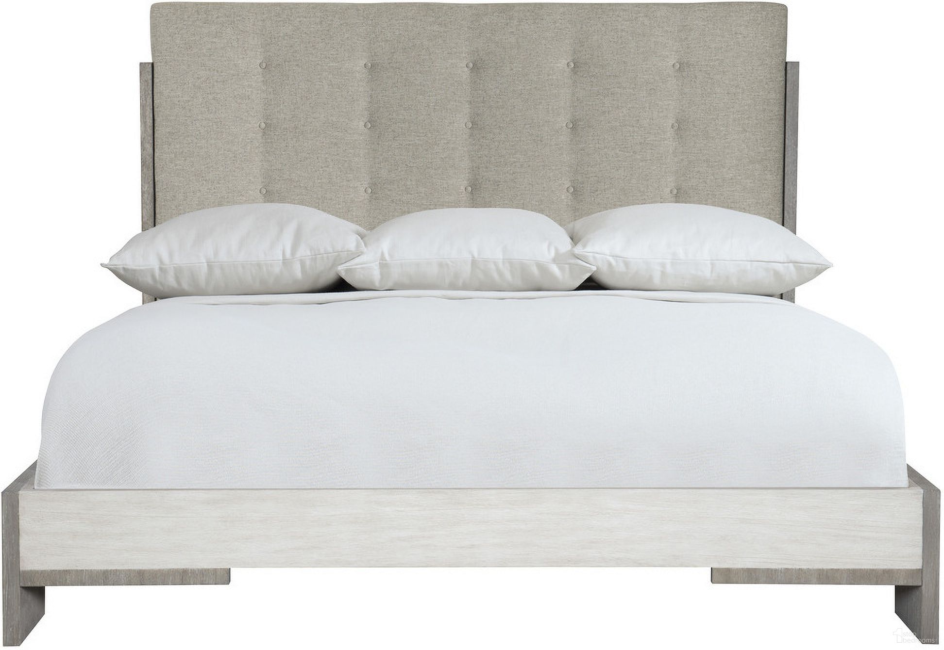 The appearance of Foundations Upholstered Button Tufted King Panel Bed designed by Bernhardt in the modern / contemporary interior design. This linen/light shale piece of furniture  was selected by 1StopBedrooms from Foundations Collection to add a touch of cosiness and style into your home. Sku: 306FR03;306H03. Bed Type: Panel Bed. Material: Fabric. Bed Size: King.