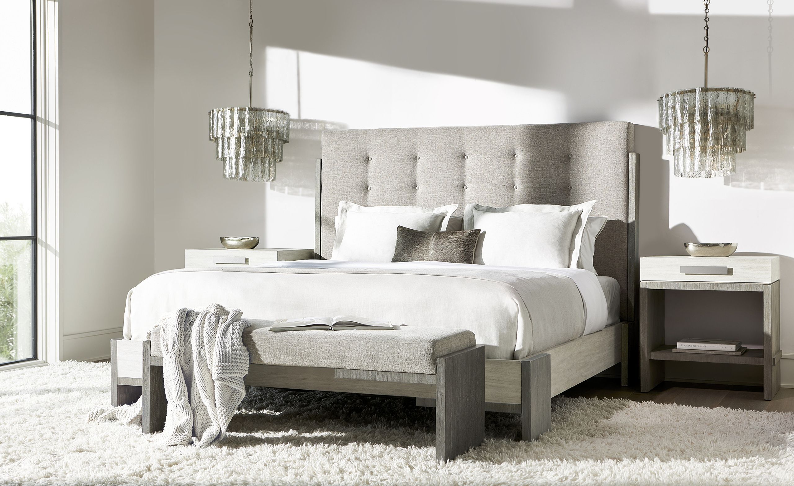 Foundations Upholstered Button Tufted Panel Bedroom Set