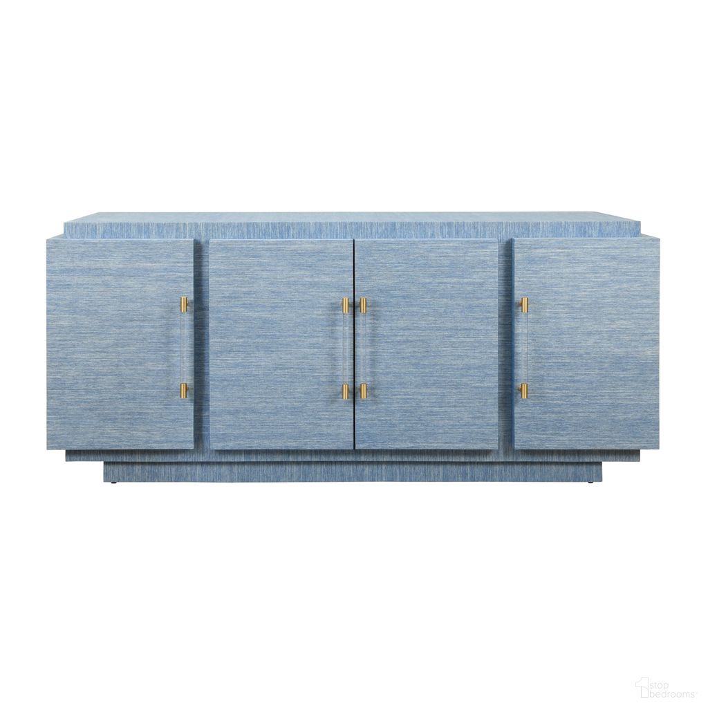 Four Door Wrap Around Modern Buffet In Blue