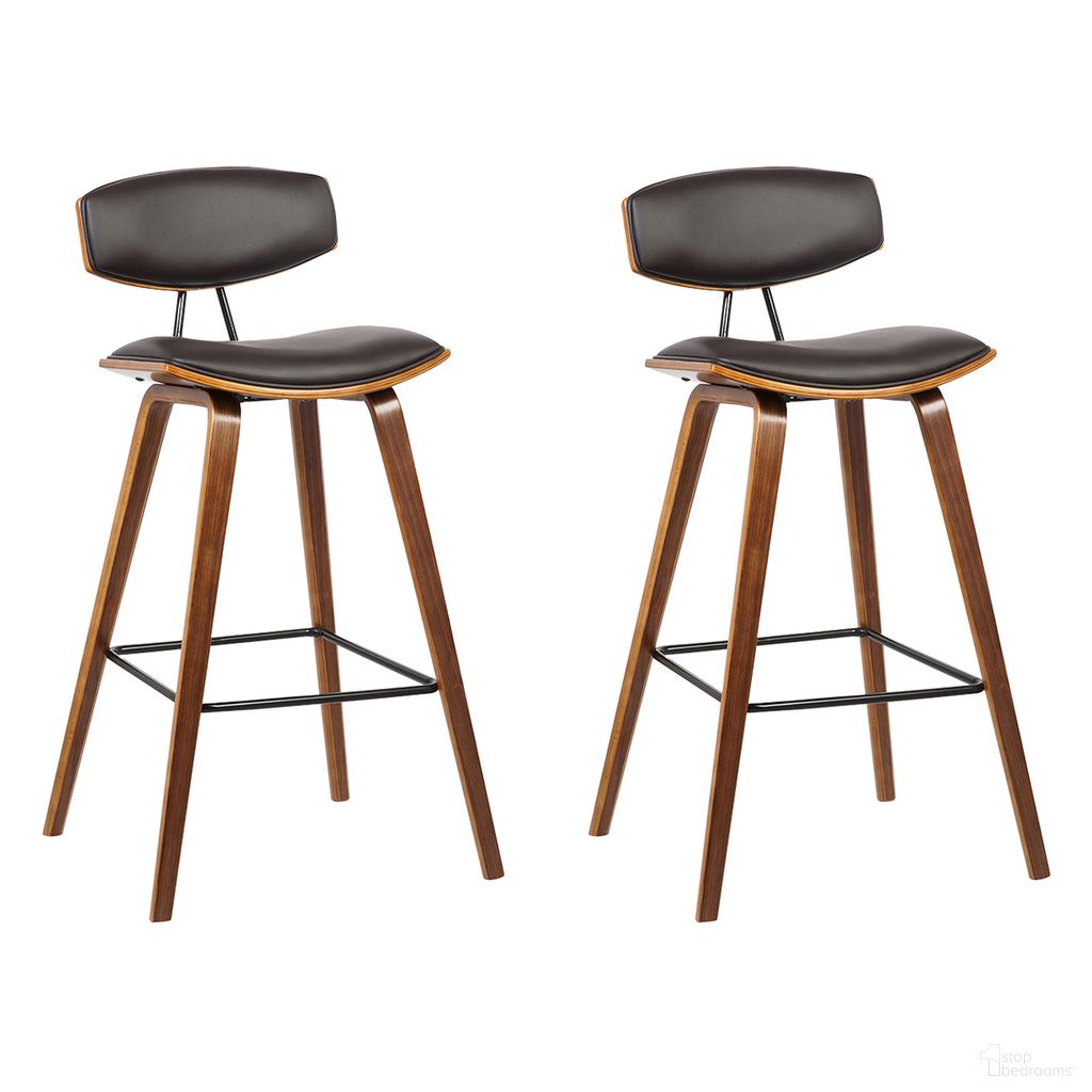 Fox 25.5 Inch Counter Height Bar Stool Set of 2 In Brown and Walnut