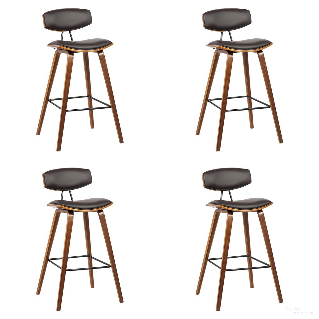 Fox 25.5 Inch Counter Height Bar Stool Set of 4 In Brown and Walnut