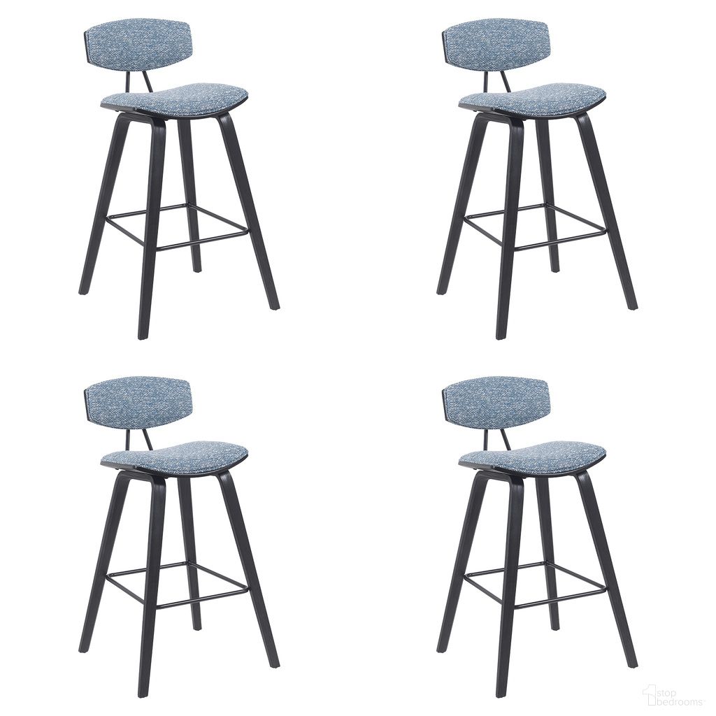 Fox Swivel Bar Height Stool Set of 4 In Speckled Blue and Black
