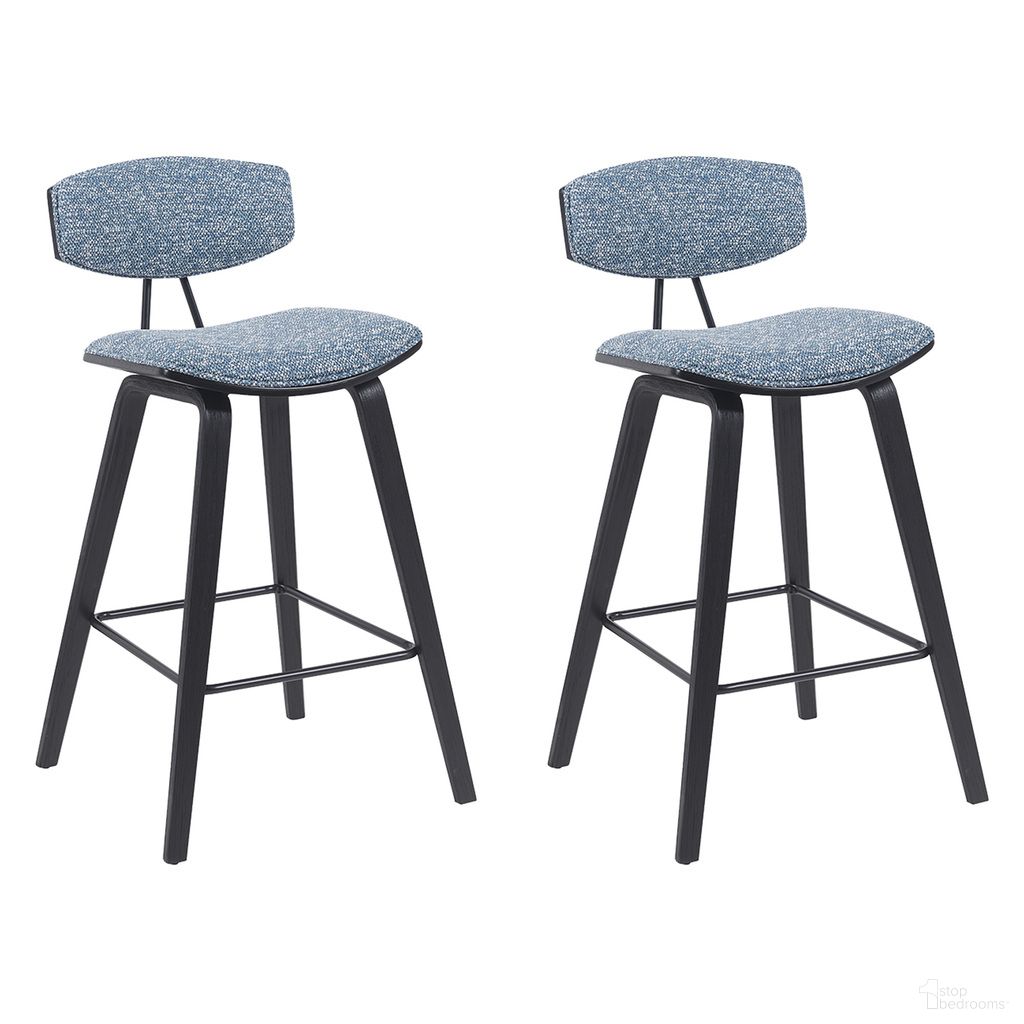 The appearance of Fox Swivel Counter Height Bar Stool Set of 2 In Speckled Blue and Black designed by Armen Living in the modern / contemporary interior design. This speckled blue and black piece of furniture  was selected by 1StopBedrooms from Fox Collection to add a touch of cosiness and style into your home. Sku: LCFOBABLSBLU26;LCFOBABLSBLU26. Material: Metal.