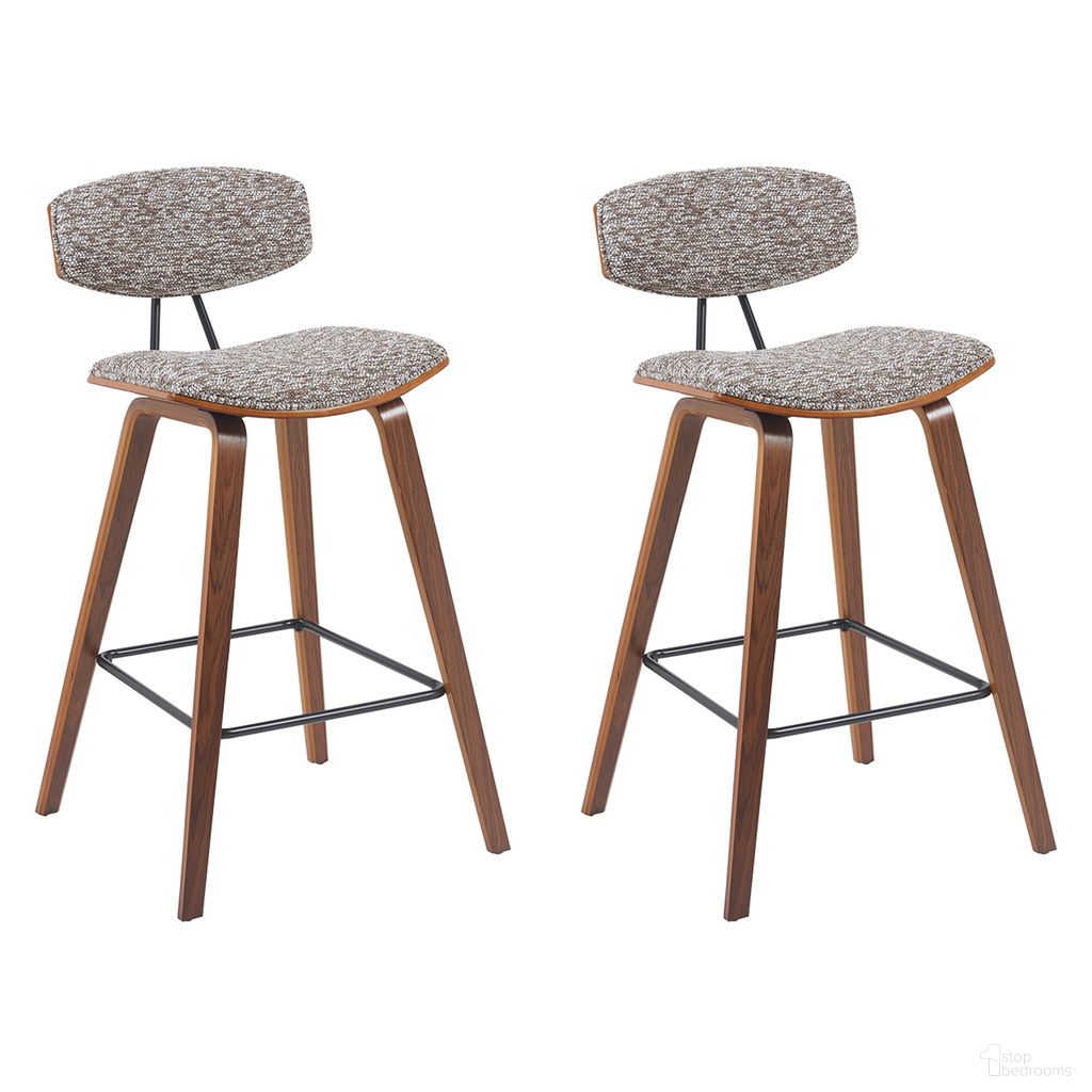 The appearance of Fox Swivel Counter Height Bar Stool Set of 2 In Speckled Brown and Walnut designed by Armen Living in the modern / contemporary interior design. This speckled brown/walnut piece of furniture was selected by 1StopBedrooms from Fox Collection to add a touch of cosiness and style into your home. Sku: LCFOBAWASBR26;LCFOBAWASBR26. Material: Metal.