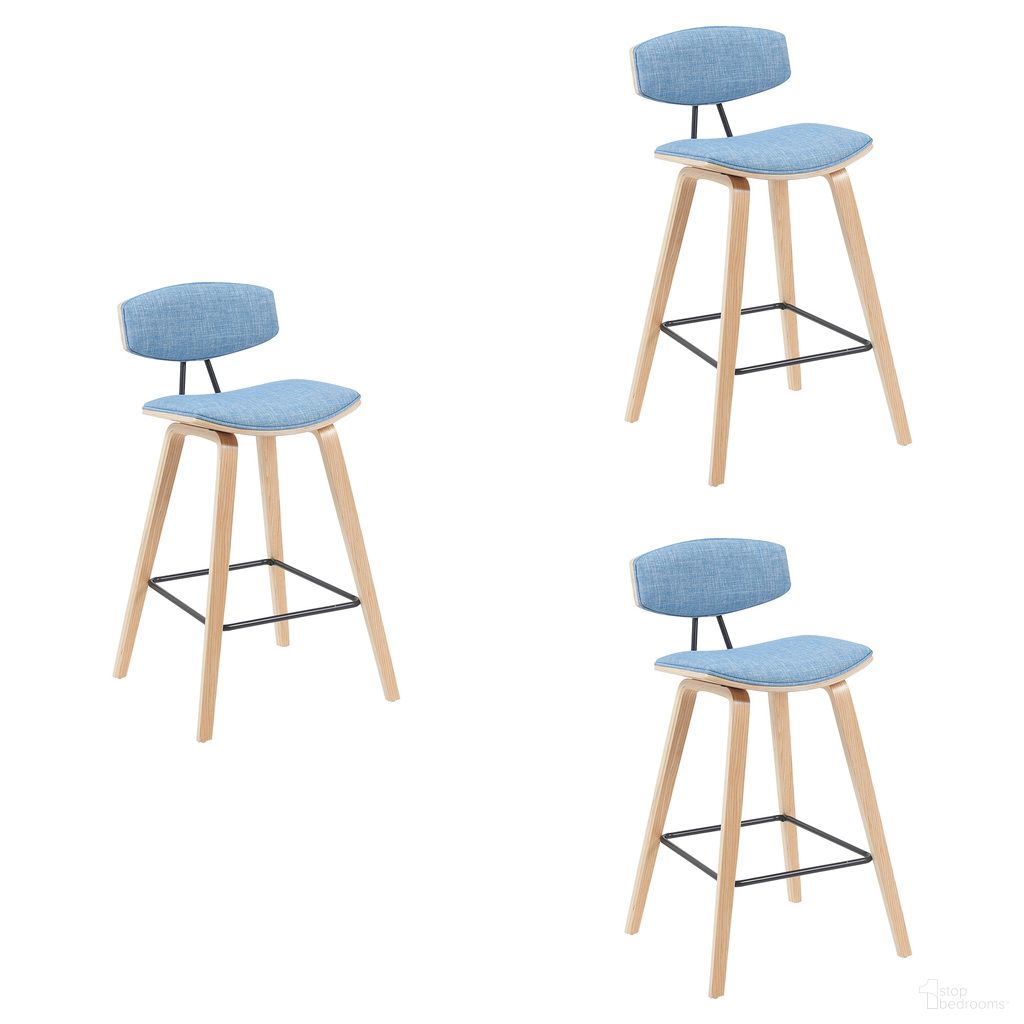 The appearance of Fox Swivel Counter Height Bar Stool Set of 3 In Light Blue and Patterned Oak designed by Armen Living in the modern / contemporary interior design. This light blue and patterned oak piece of furniture was selected by 1StopBedrooms from Fox Collection to add a touch of cosiness and style into your home. Sku: LCFOBAPOLBLU26;LCFOBAPOLBLU26;LCFOBAPOLBLU26. Material: Metal.