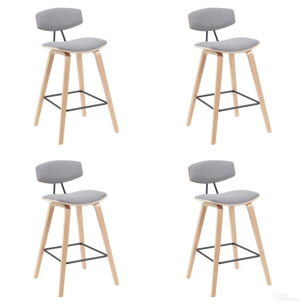 The appearance of Fox Swivel Counter Height Bar Stool Set of 4 In Grey and Patterned Oak designed by Armen Living in the modern / contemporary interior design. This grey and patterned oak piece of furniture was selected by 1StopBedrooms from Fox Collection to add a touch of cosiness and style into your home. Sku: LCFOBAPOGR26;LCFOBAPOGR26;LCFOBAPOGR26;LCFOBAPOGR26. Material: Metal.