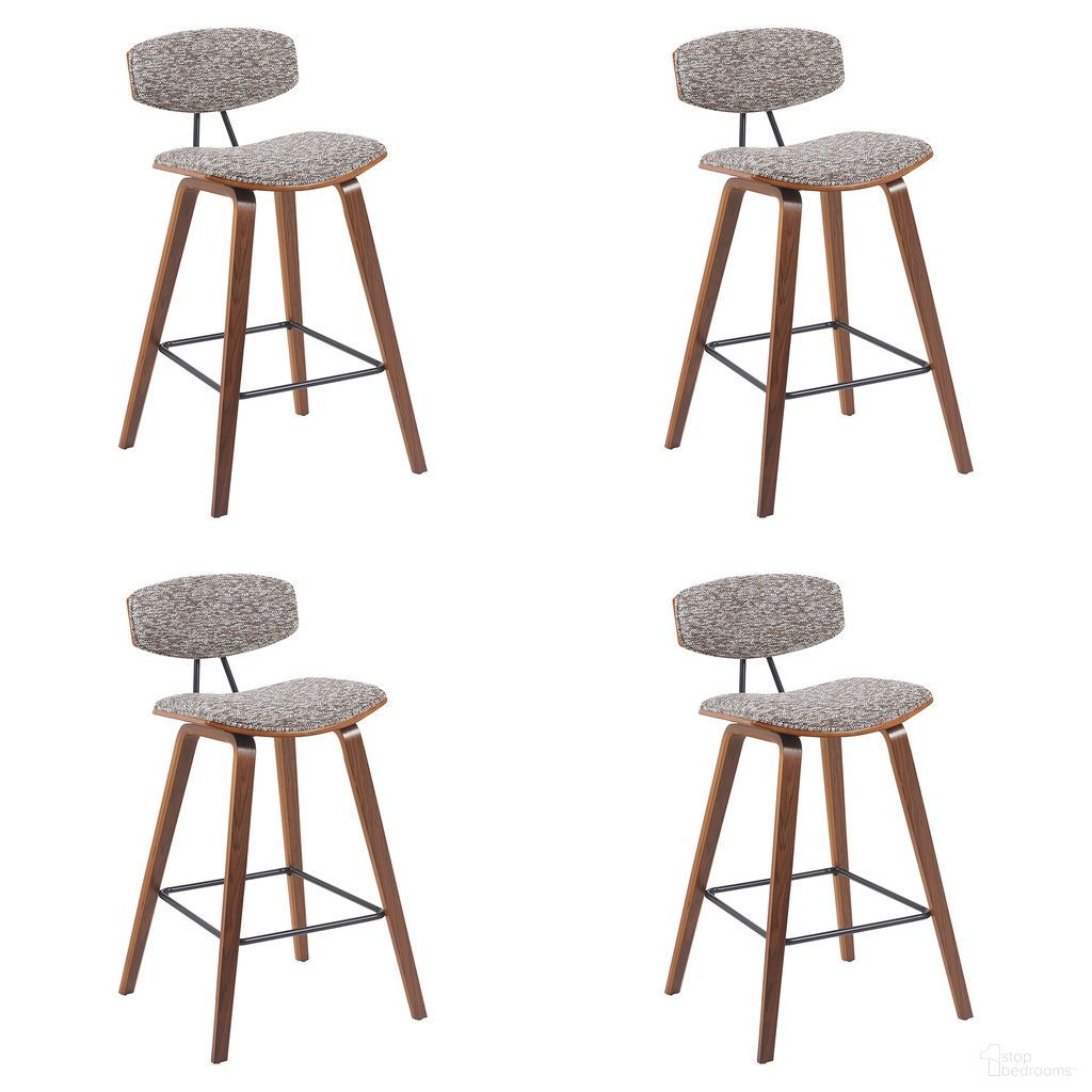 The appearance of Fox Swivel Counter Height Bar Stool Set of 4 In Speckled Brown and Walnut designed by Armen Living in the modern / contemporary interior design. This speckled brown/walnut piece of furniture  was selected by 1StopBedrooms from Fox Collection to add a touch of cosiness and style into your home. Sku: LCFOBAWASBR26;LCFOBAWASBR26;LCFOBAWASBR26;LCFOBAWASBR26. Material: Metal.