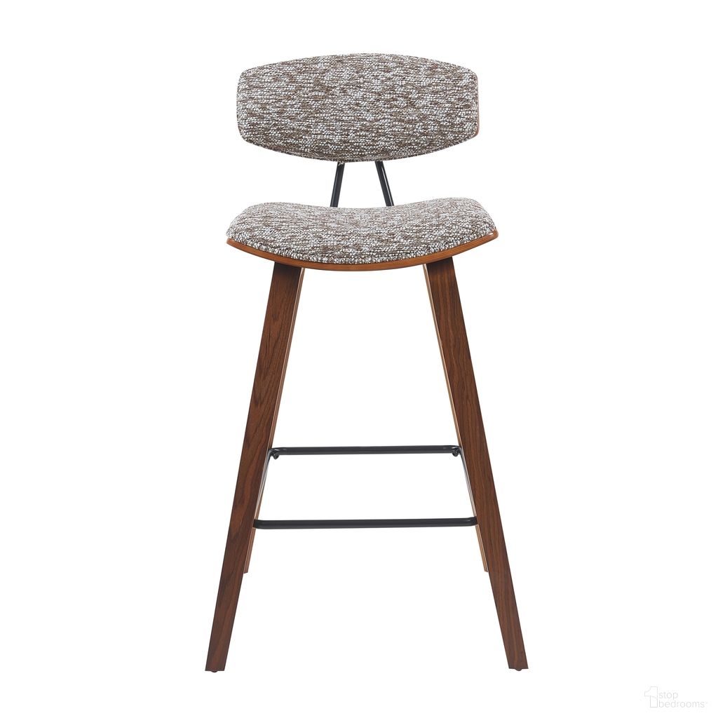 The appearance of Fox Swivel Counter Height Barstool with Upholstered Seat and Wood Frame In Speckled Brown and Walnut designed by Armen Living in the modern / contemporary interior design. This speckled brown/walnut piece of furniture was selected by 1StopBedrooms from Fox Collection to add a touch of cosiness and style into your home. Sku: LCFOBAWASBR26. Material: Polyester.