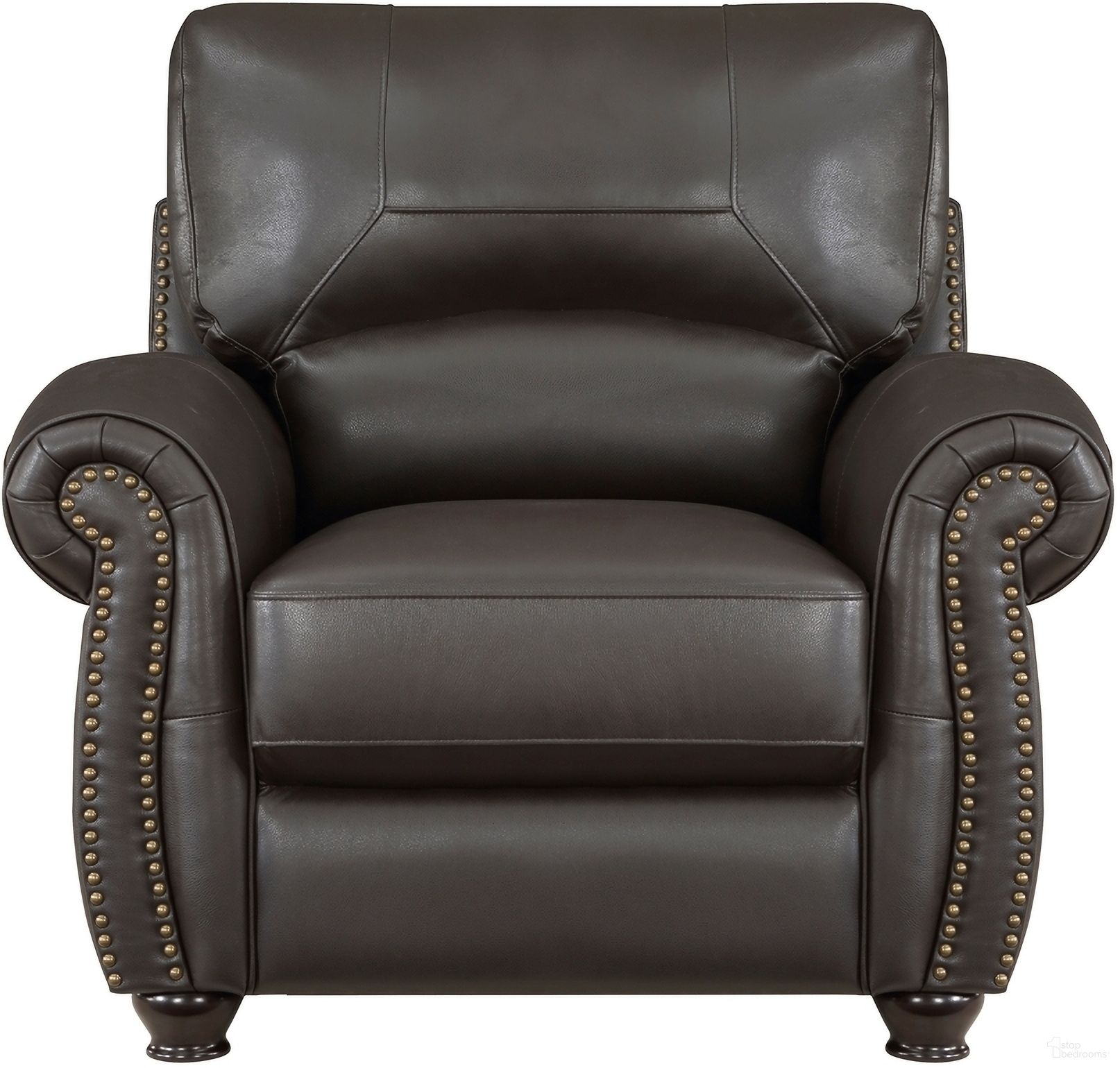 The appearance of Foxborough Chair In Brown designed by Homelegance in the traditional interior design. This brown piece of furniture was selected by 1StopBedrooms from Foxborough Collection to add a touch of cosiness and style into your home. Sku: 9269DB-1. Material: Leather.