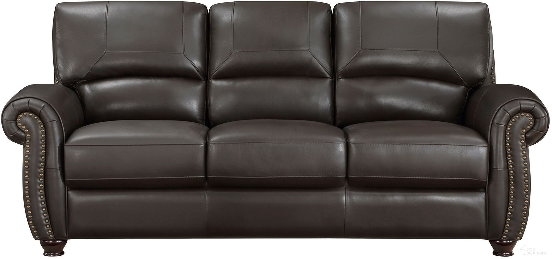 The appearance of Foxborough Leather Sofa In Brown designed by Homelegance in the traditional interior design. This brown piece of furniture was selected by 1StopBedrooms from Foxborough Collection to add a touch of cosiness and style into your home. Sku: 9269DB-3. Material: Leather.