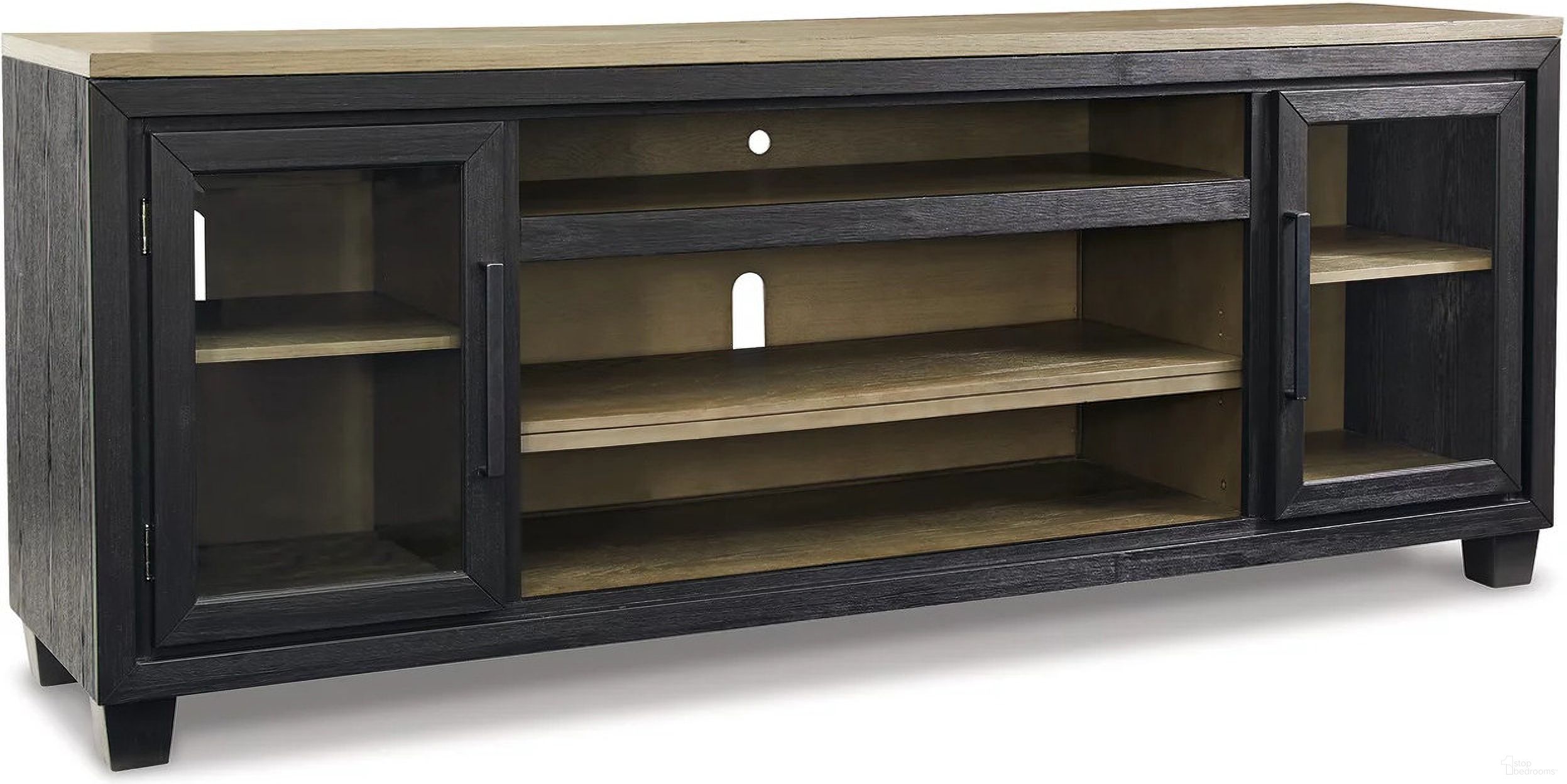 Foyland Black And Brown Xl Tv Stand With Fireplace Option