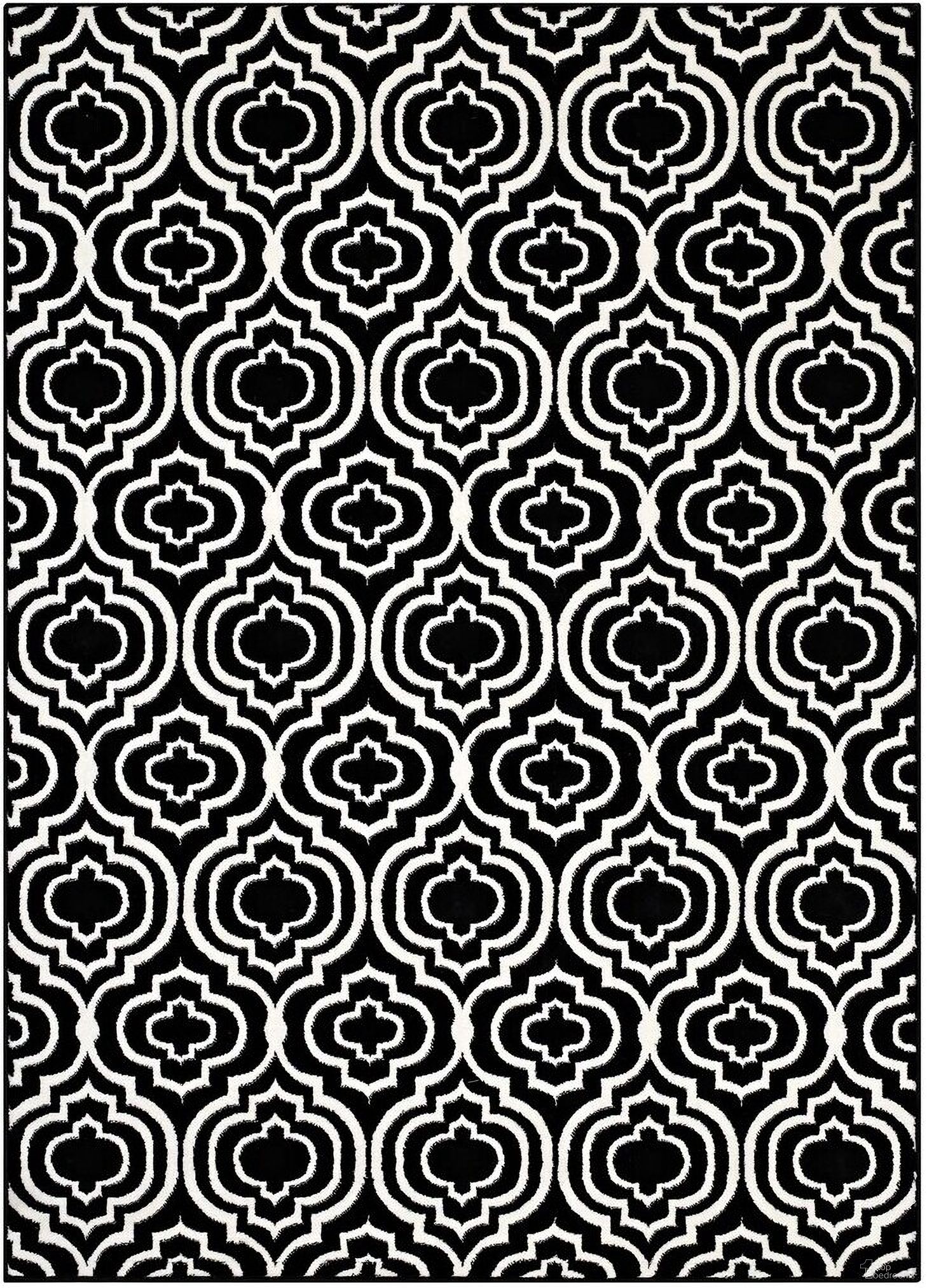 Frame Transitional Moroccan Trellis 5X8 Area Rug In Black and White