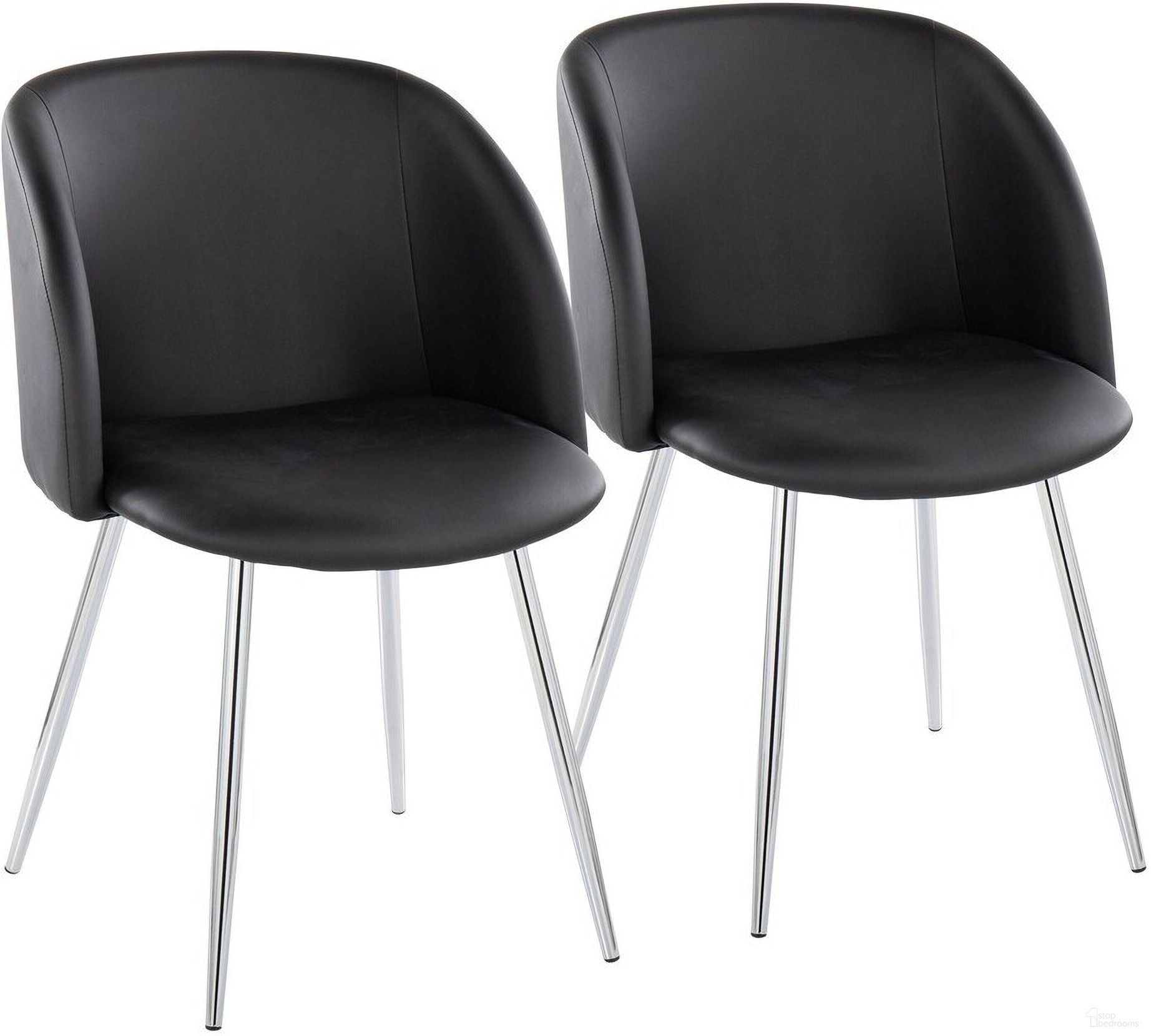 The appearance of Fran Chair Set of 2 In Black and Chrome designed by Lumisource in the modern / contemporary interior design. This black and chrome piece of furniture was selected by 1StopBedrooms from Luna Collection to add a touch of cosiness and style into your home. Sku: CH-FRANPU BK2. Material: Leather. Chair Type: Side Chair.
