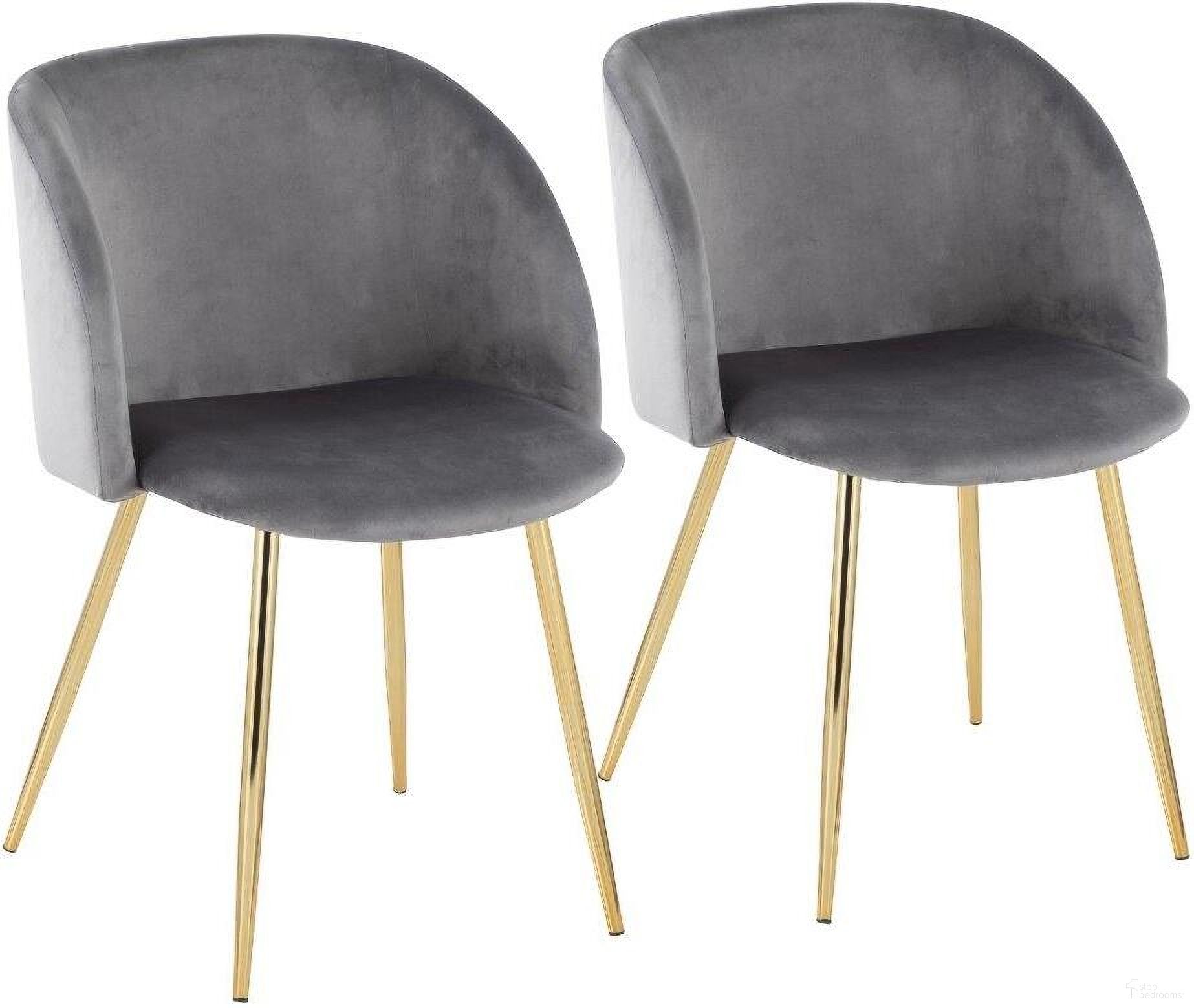 The appearance of Fran Contemporary Chair In Gold Metal And Silver Velvet - Set Of 2 designed by Lumisource in the modern / contemporary interior design. This silver piece of furniture was selected by 1StopBedrooms from Luna Collection to add a touch of cosiness and style into your home. Sku: CH-FRAN AUVSV2. Material: Velvet. Chair Type: Arm Chair.