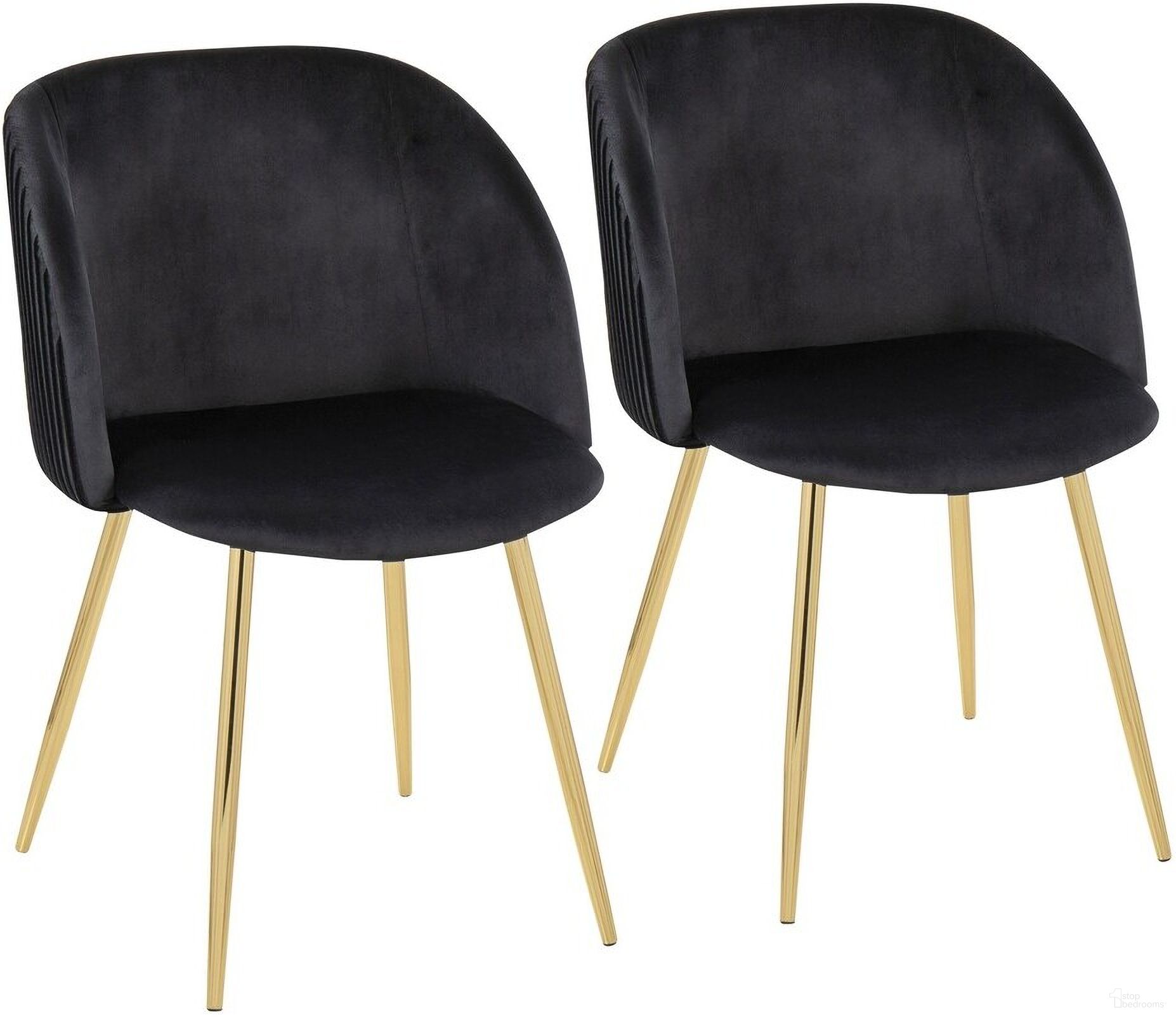The appearance of Fran Pleated Chair Set of 2 In Black and Gold designed by Lumisource in the modern / contemporary interior design. This black and gold piece of furniture was selected by 1StopBedrooms from Luna Collection to add a touch of cosiness and style into your home. Sku: CH-FRANPLT AUVBK2. Material: Metal. Chair Type: Side Chair.