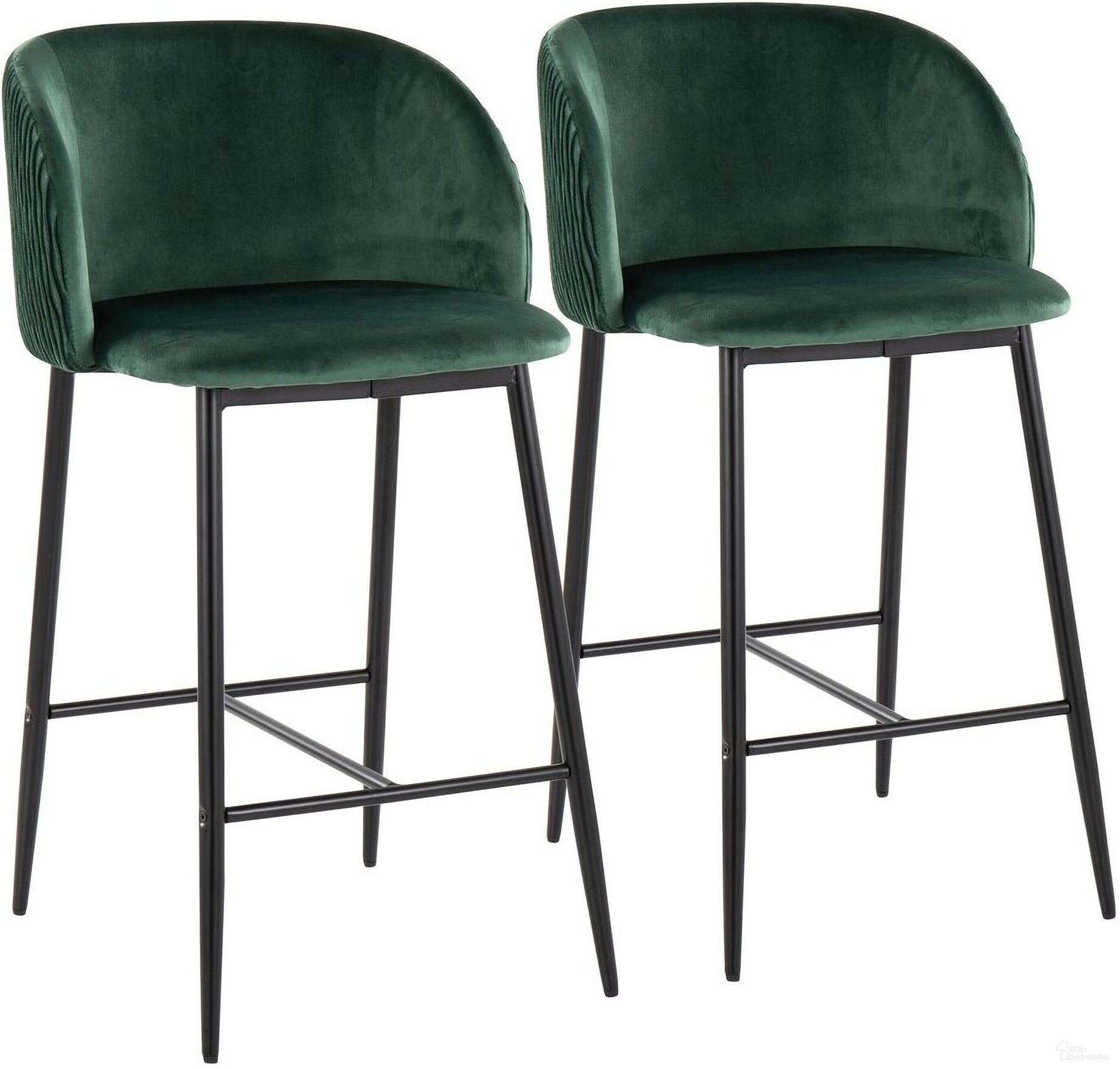 The appearance of Fran Pleated Waves Fixed Height Counter Stool Set of 2 In Green Black designed by Lumisource in the modern / contemporary interior design. This green black piece of furniture  was selected by 1StopBedrooms from Luna Collection to add a touch of cosiness and style into your home. Sku: B26-FRANPLTWVV BKGN2. Material: Metal.