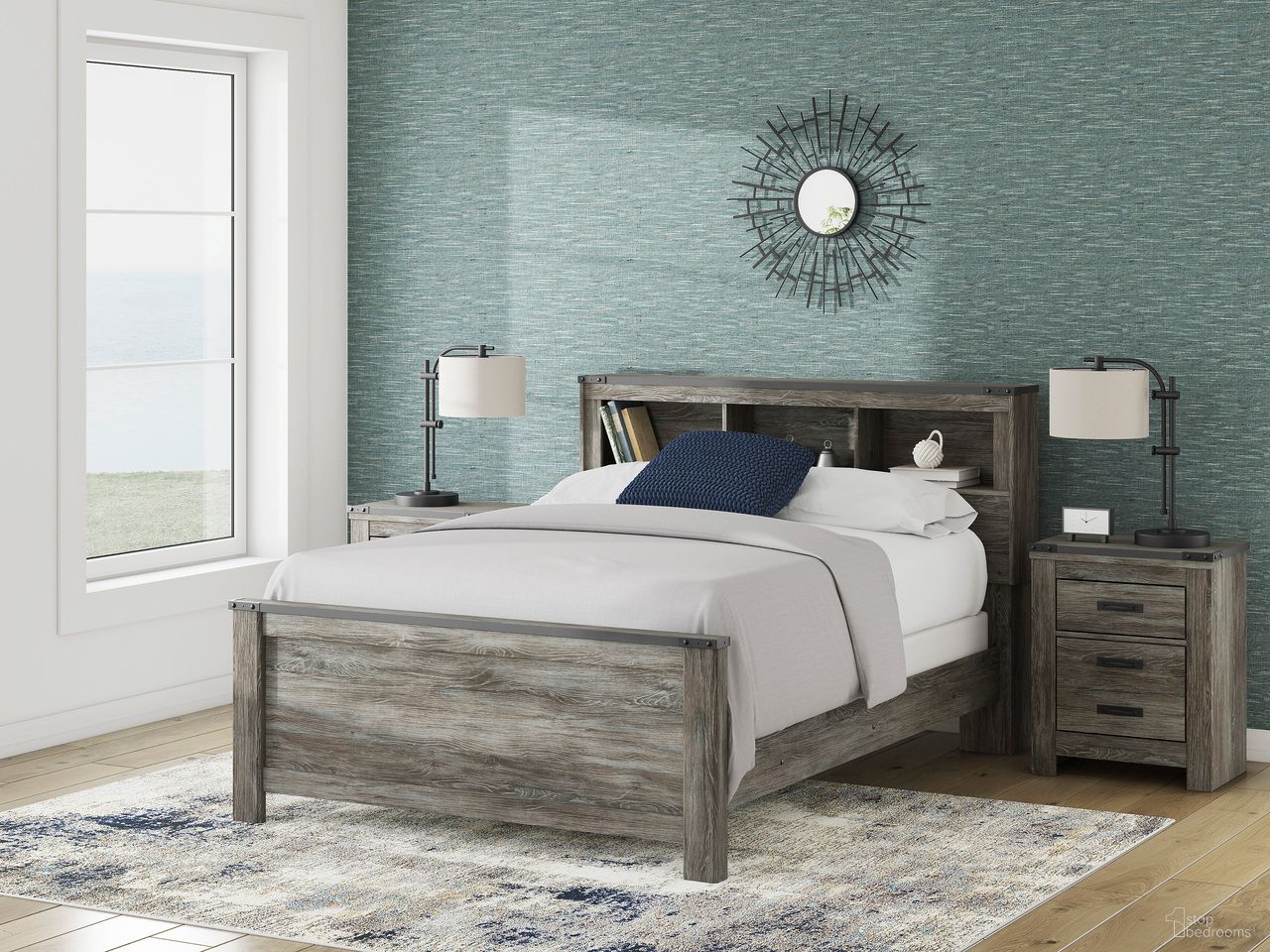 Frandern Bookcase Bedroom Set In Gray