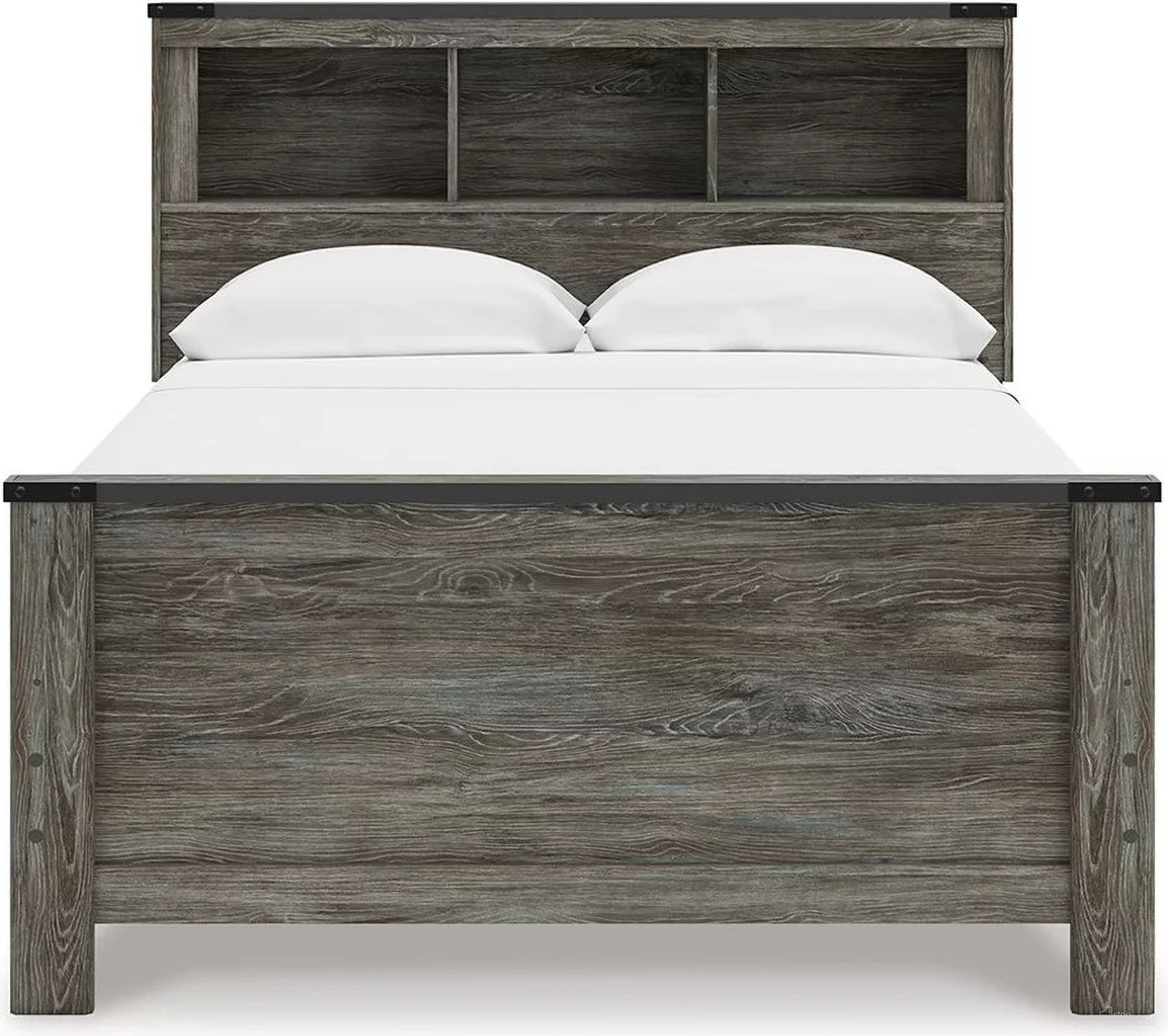 The appearance of Frandern Full Bookcase Panel Bed In Gray designed by Signature Design by Ashley in the transitional interior design. This gray piece of furniture was selected by 1StopBedrooms from Frandern Collection to add a touch of cosiness and style into your home. Sku: B4480-84;B4480-85;B4480-86. Bed Type: Panel Bed. Bed Size: Full.