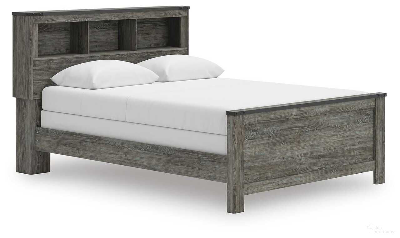 Frandern Queen Bookcase Panel Bed In Gray