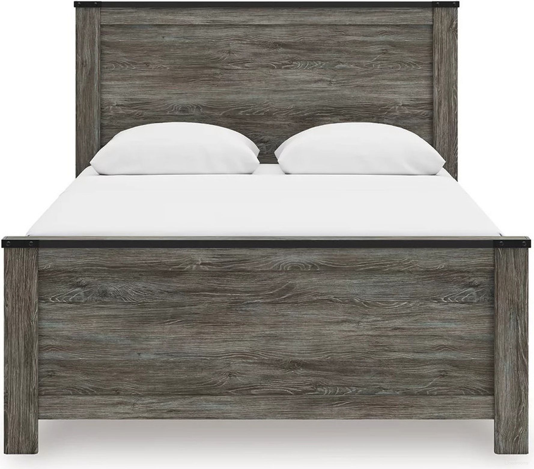 The appearance of Frandern Queen Panel Bed In Black and Gray designed by Signature Design by Ashley in the transitional interior design. This black and gray piece of furniture was selected by 1StopBedrooms from Frandern Collection to add a touch of cosiness and style into your home. Sku: B4480-54;B4480-57;B4480-96. Bed Type: Panel Bed. Bed Size: Queen.
