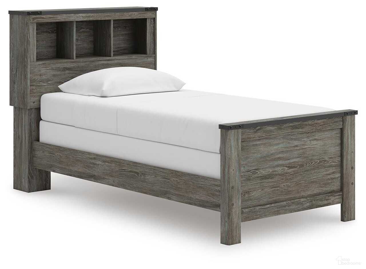 Frandern Twin Bookcase Panel Bed In Gray