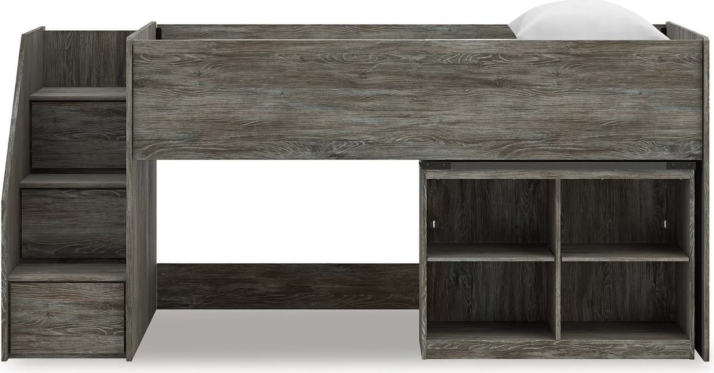 The appearance of Frandern Twin Loft Bed with Bookcase Storage In Gray designed by Signature Design by Ashley in the transitional interior design. This gray piece of furniture was selected by 1StopBedrooms from Frandern Collection to add a touch of cosiness and style into your home. Sku: B100-11;B4480-13L;B4480-17;B4480-68T. Bed Size: Twin. Bed Type: Loft Bed.
