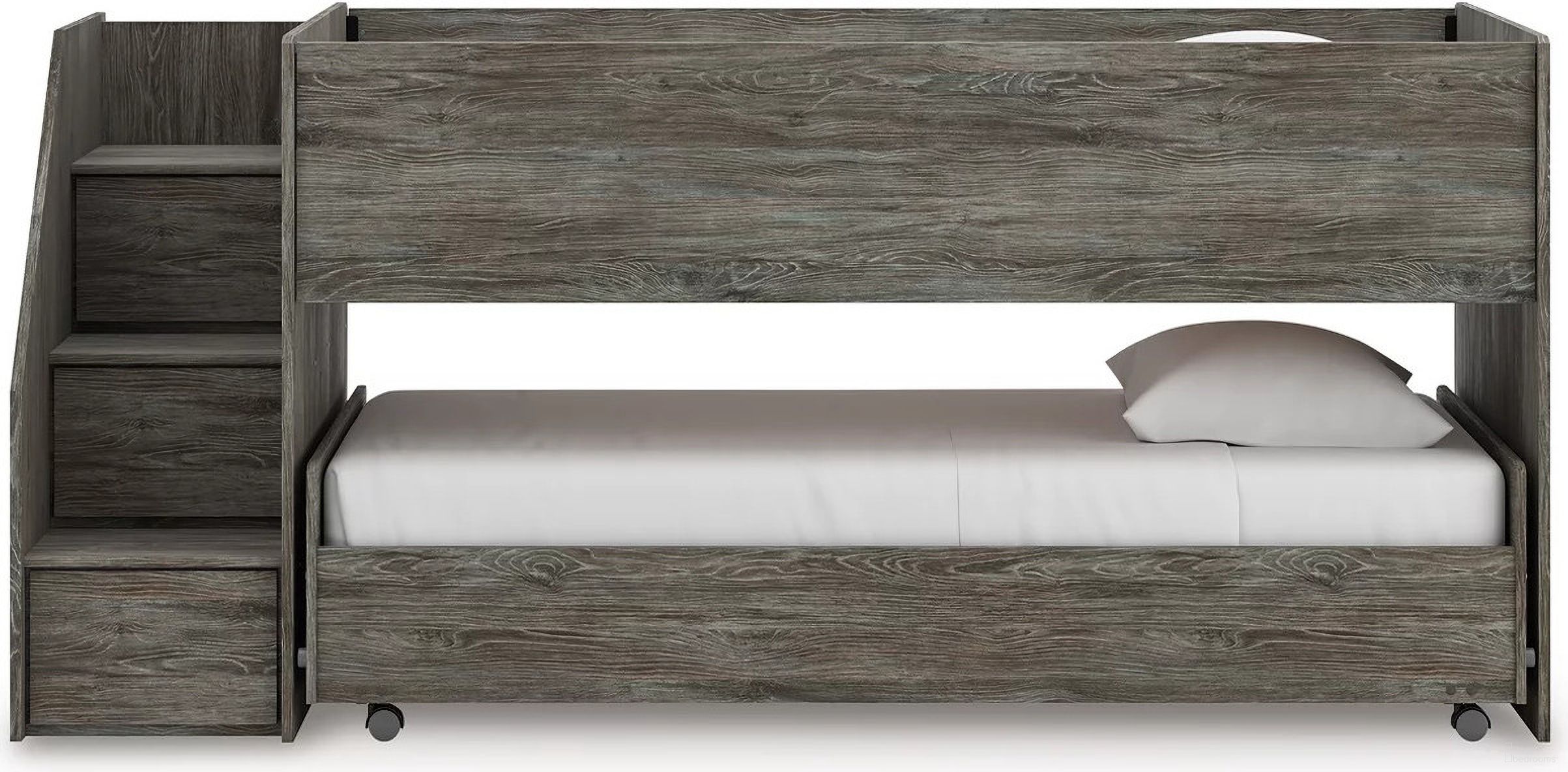 The appearance of Frandern Twin over Twin Loft Bed In Gray designed by Signature Design by Ashley in the transitional interior design. This gray piece of furniture  was selected by 1StopBedrooms from Frandern Collection to add a touch of cosiness and style into your home. Sku: B100-11;B100-11;B4480-13L;B4480-68B;B4480-68T. Bed Size: Twin Over Twin. Bed Type: Loft Bed.
