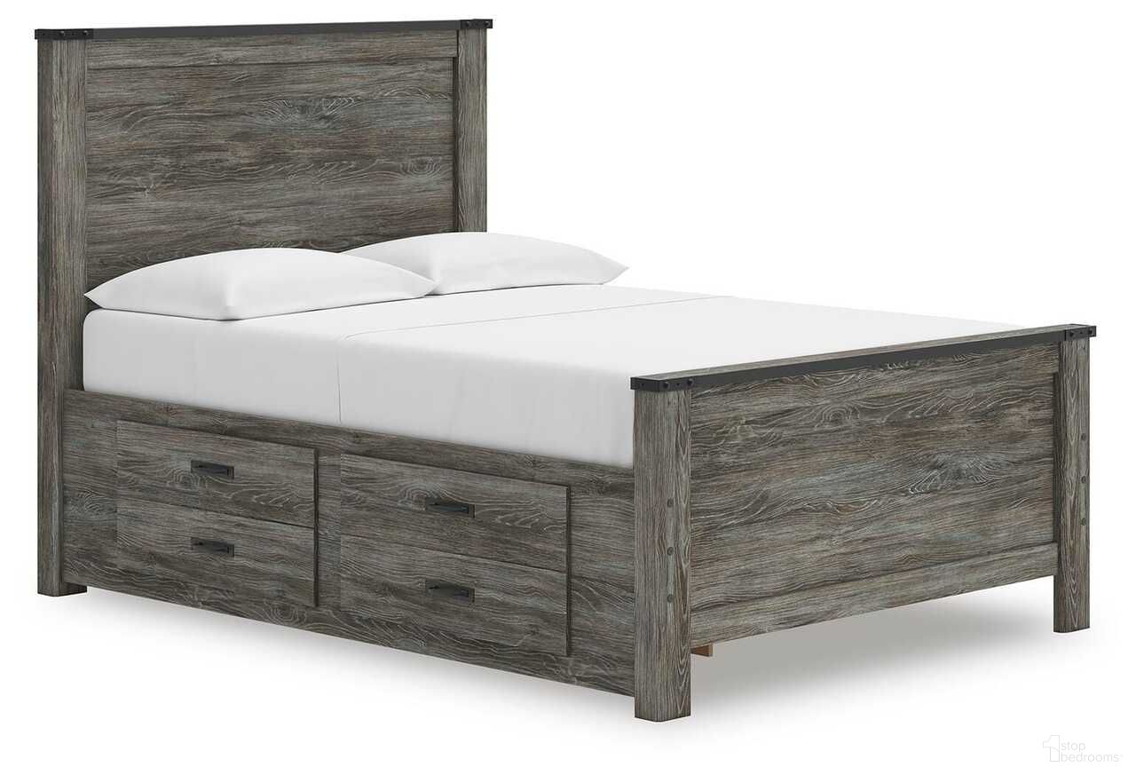 Frandern Twin Panel Bed with Storage In Black and Gray