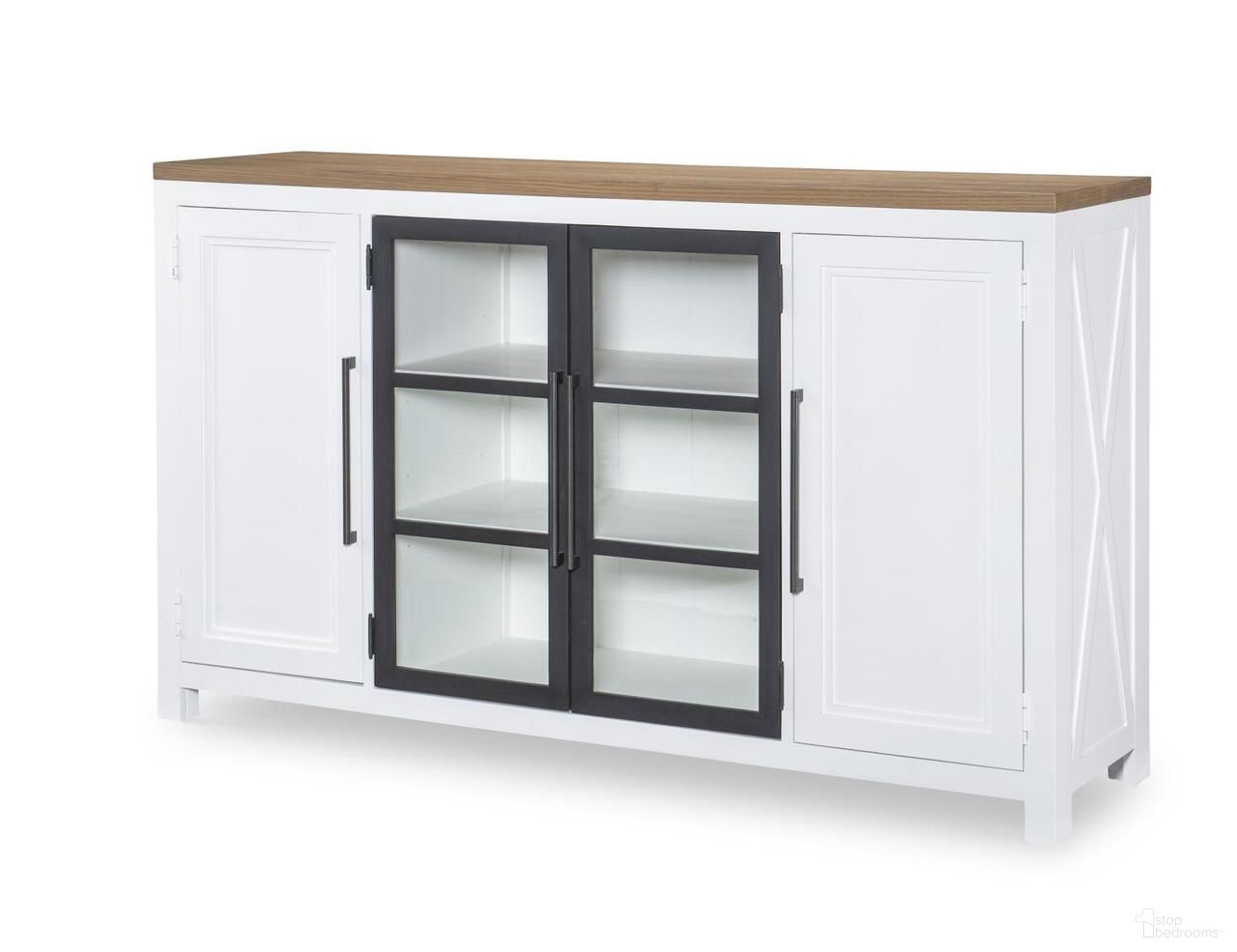 The appearance of Franklin Credenza In Harvest Oak and Natural White designed by Legacy Classic in the country / farmhouse interior design. This harvest oak and natural white piece of furniture  was selected by 1StopBedrooms from Franklin Collection to add a touch of cosiness and style into your home. Sku: N1561-151. Material: Hardwood.
