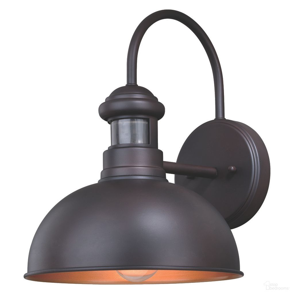 The appearance of Franklin Motion Sensor Dusk to Dawn Outdoor Wall Light In Oil Burnished Bronze and Light Gold designed by Vaxcel in the country / farmhouse interior design. This oil burnished bronze/light gold piece of furniture  was selected by 1StopBedrooms from Franklin Collection to add a touch of cosiness and style into your home. Sku: T0385. Material: Steel.