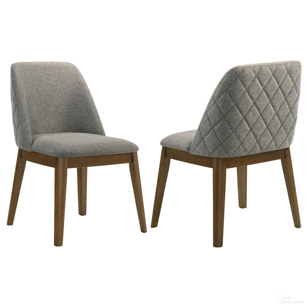 The appearance of Franklin Upholstered Dining Side Chair Set of 2 In Grey and Dark Oak designed by Coaster in the transitional interior design. This grey/dark oak piece of furniture was selected by 1StopBedrooms from Franklin Collection to add a touch of cosiness and style into your home. Sku: 193822. Material: Rubberwood. Chair Type: Side Chair.