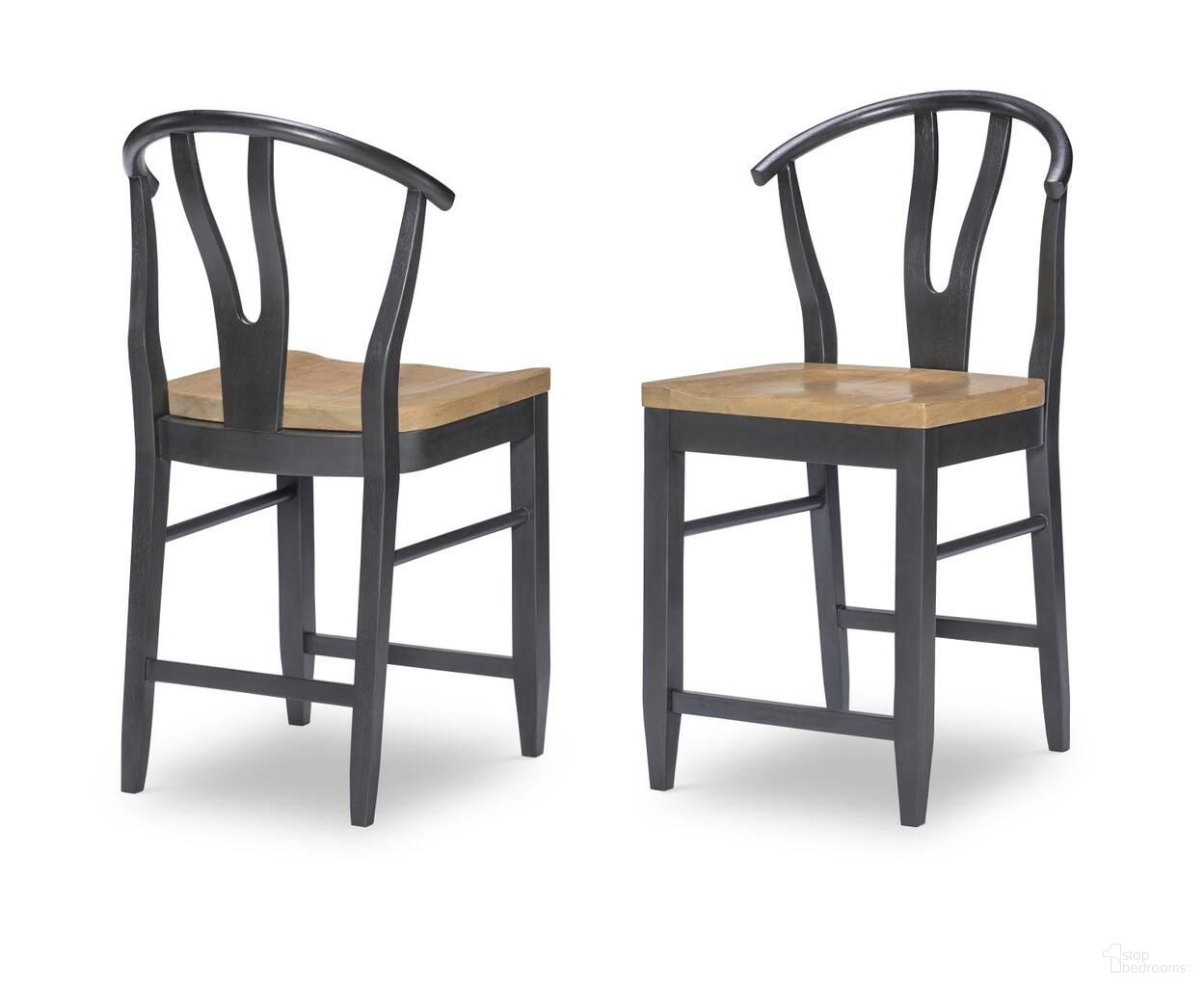 The appearance of Franklin Wishbone Back Counter Height Chair Set of 2 In Harvest Oak and Natural White designed by Legacy Classic in the country / farmhouse interior design. This harvest oak and natural white piece of furniture was selected by 1StopBedrooms from Franklin Collection to add a touch of cosiness and style into your home. Sku: N1562-945. Material: Hardwood.