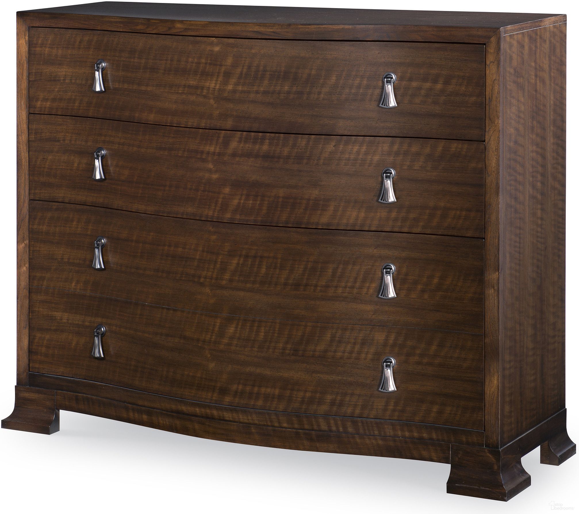 The appearance of Frasier Serpentine Master Chest In Brunette designed by Century Furniture in the  interior design. This brunette piece of furniture  was selected by 1StopBedrooms from Citation Collection to add a touch of cosiness and style into your home. Sku: B1H-201. Material: Walnut Veneer.