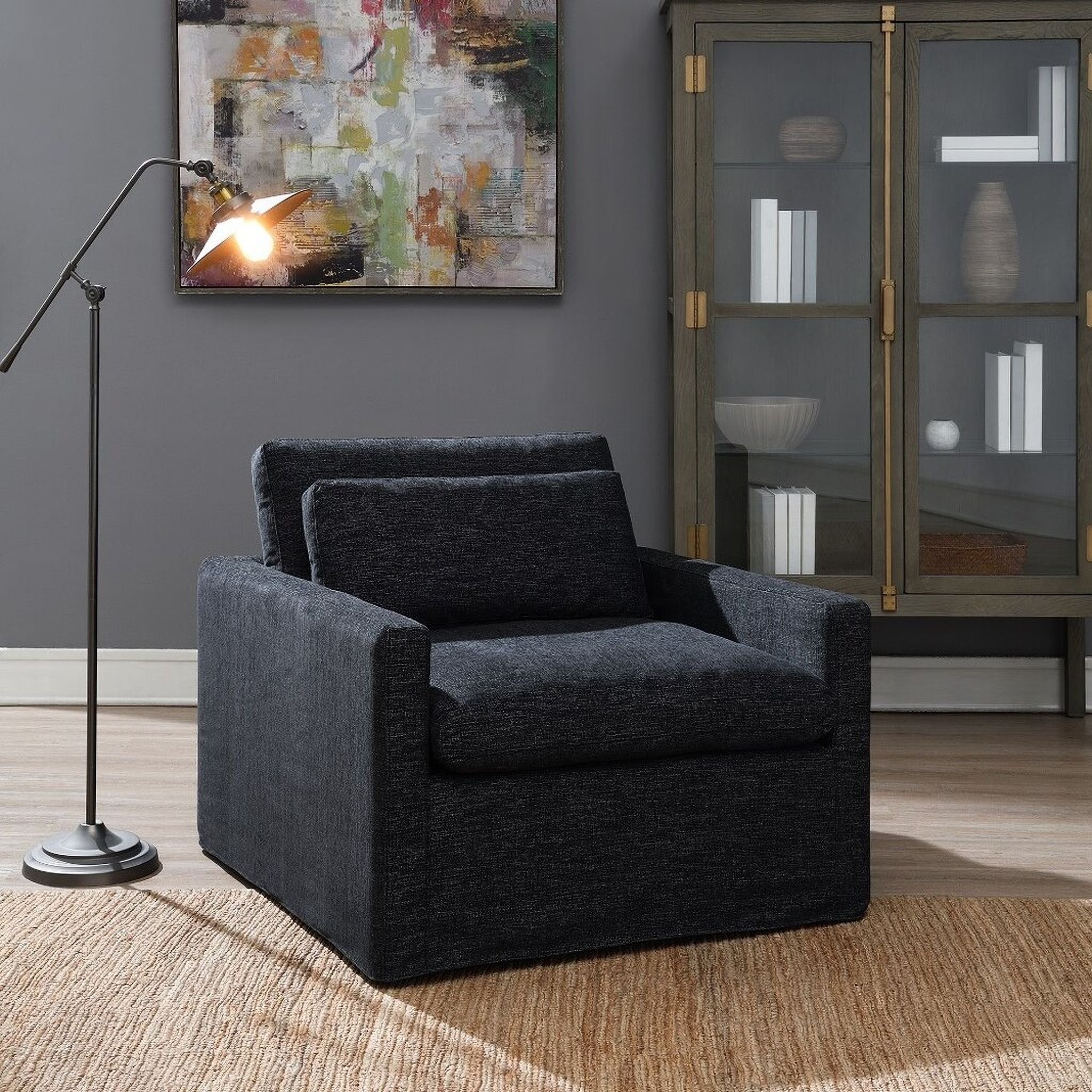 The appearance of Naveen Swivel Chair with Pillow In Gray designed by ACME in the modern / contemporary interior design. This gray piece of furniture was selected by 1StopBedrooms from Naveen Collection to add a touch of cosiness and style into your home. Sku: AC03143. Material: Plywood.