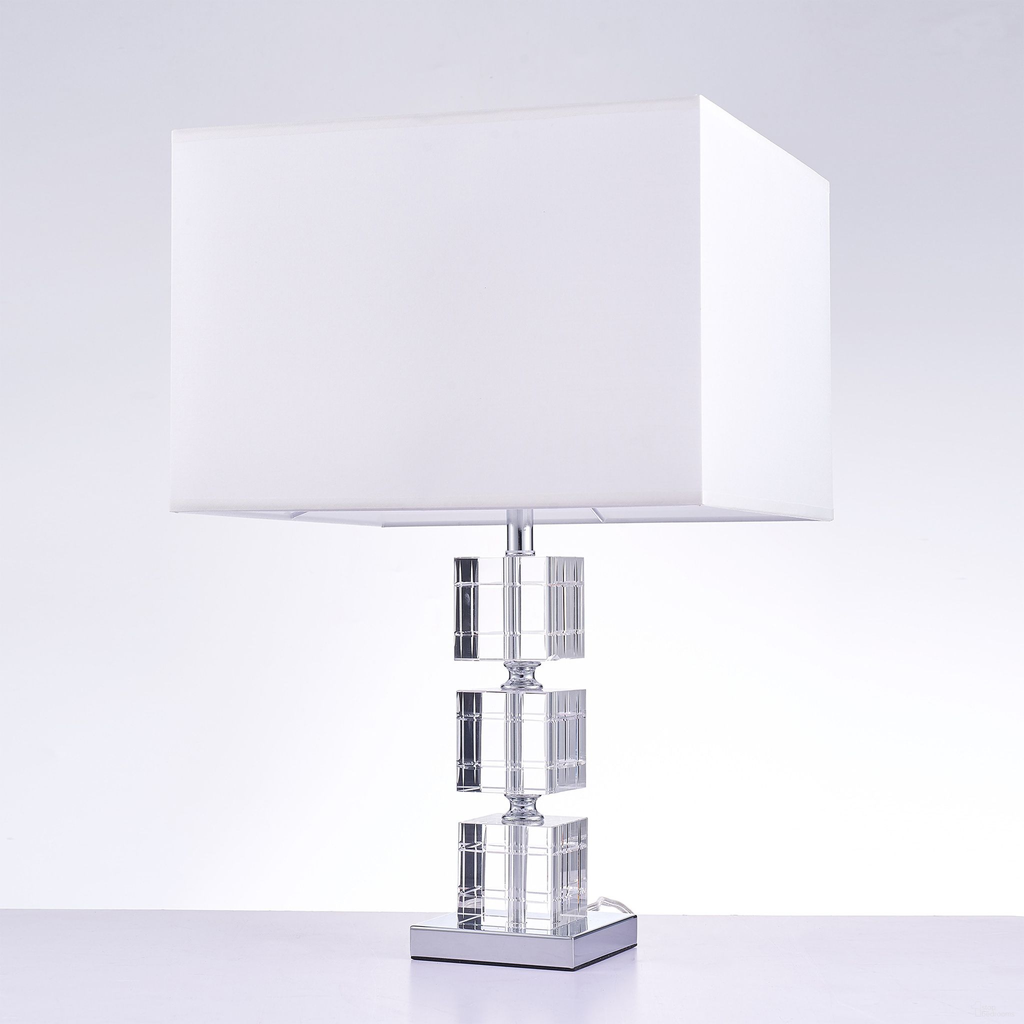 Fredo Collection Metal and Crystal Table Lamp Lights In White and Clear