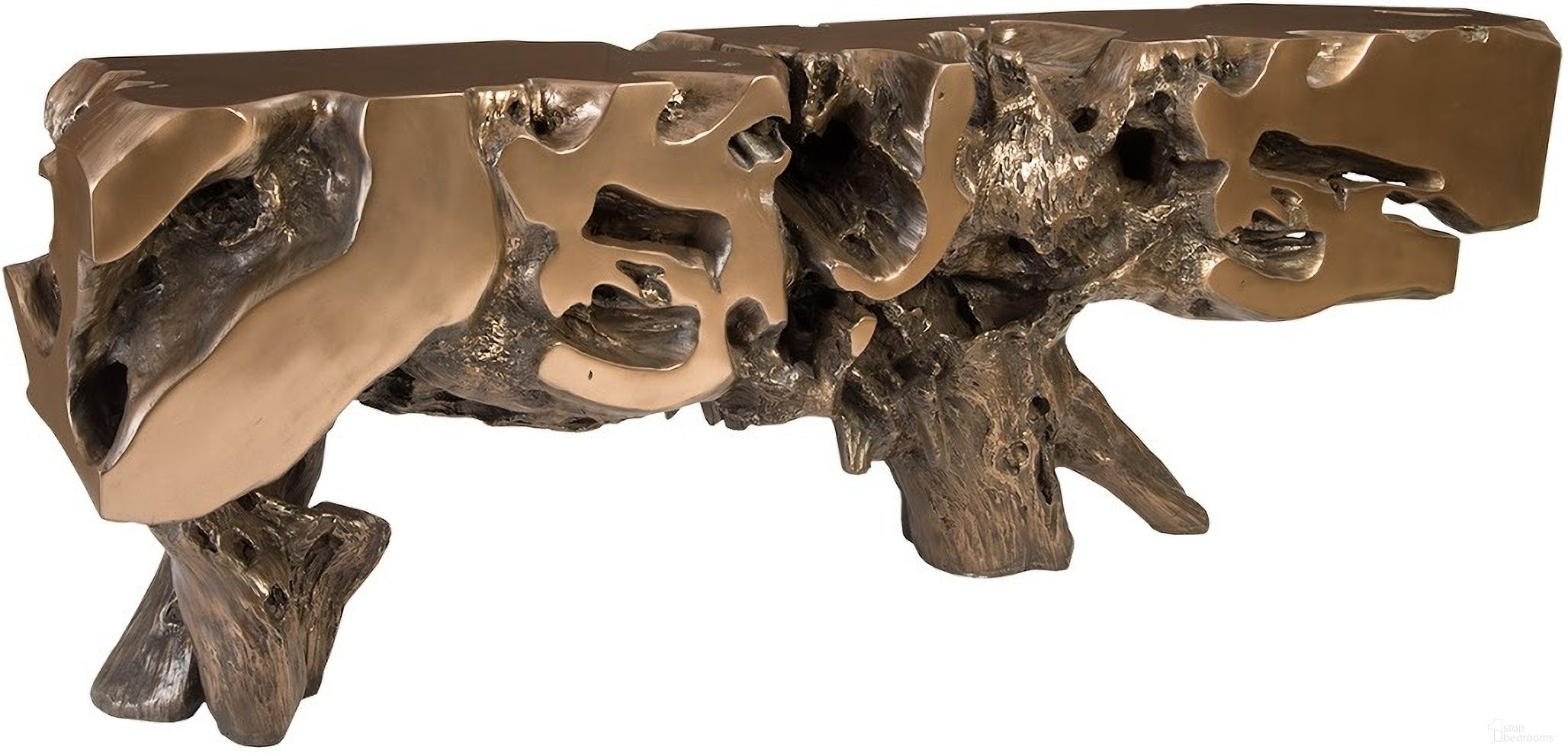 The appearance of Freeform Console Table In Bronze designed by Phillips Collection in the modern / contemporary interior design. This brown piece of furniture  was selected by 1StopBedrooms from Cast Naturals Collection to add a touch of cosiness and style into your home. Sku: PH85666. Material: Resin.