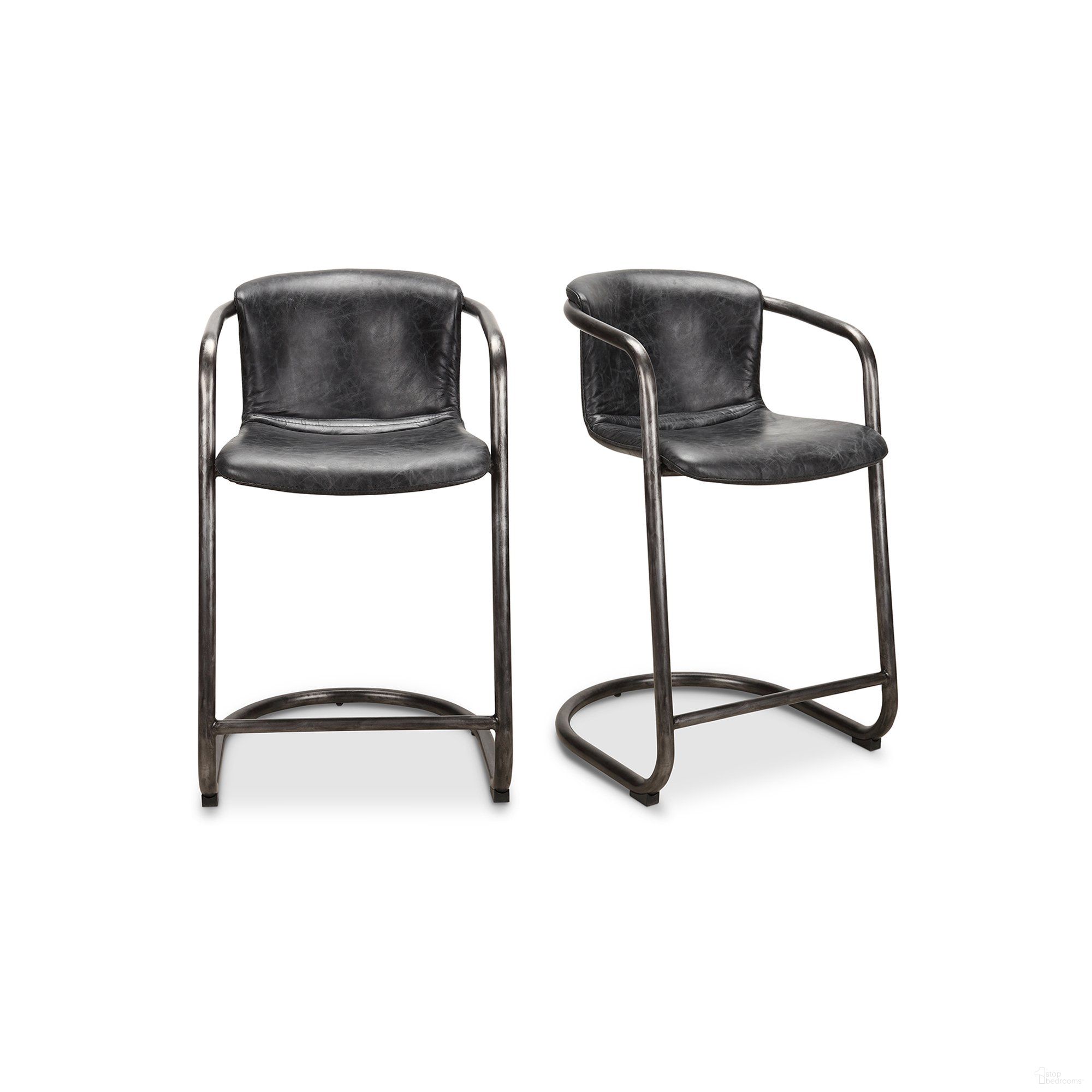 The appearance of Freeman Black Counter Stool Set of 2 designed by Moes Home in the transitional interior design. This black piece of furniture was selected by 1StopBedrooms from Freeman Collection to add a touch of cosiness and style into your home. Sku: PK-1061-02. Material: Leather.