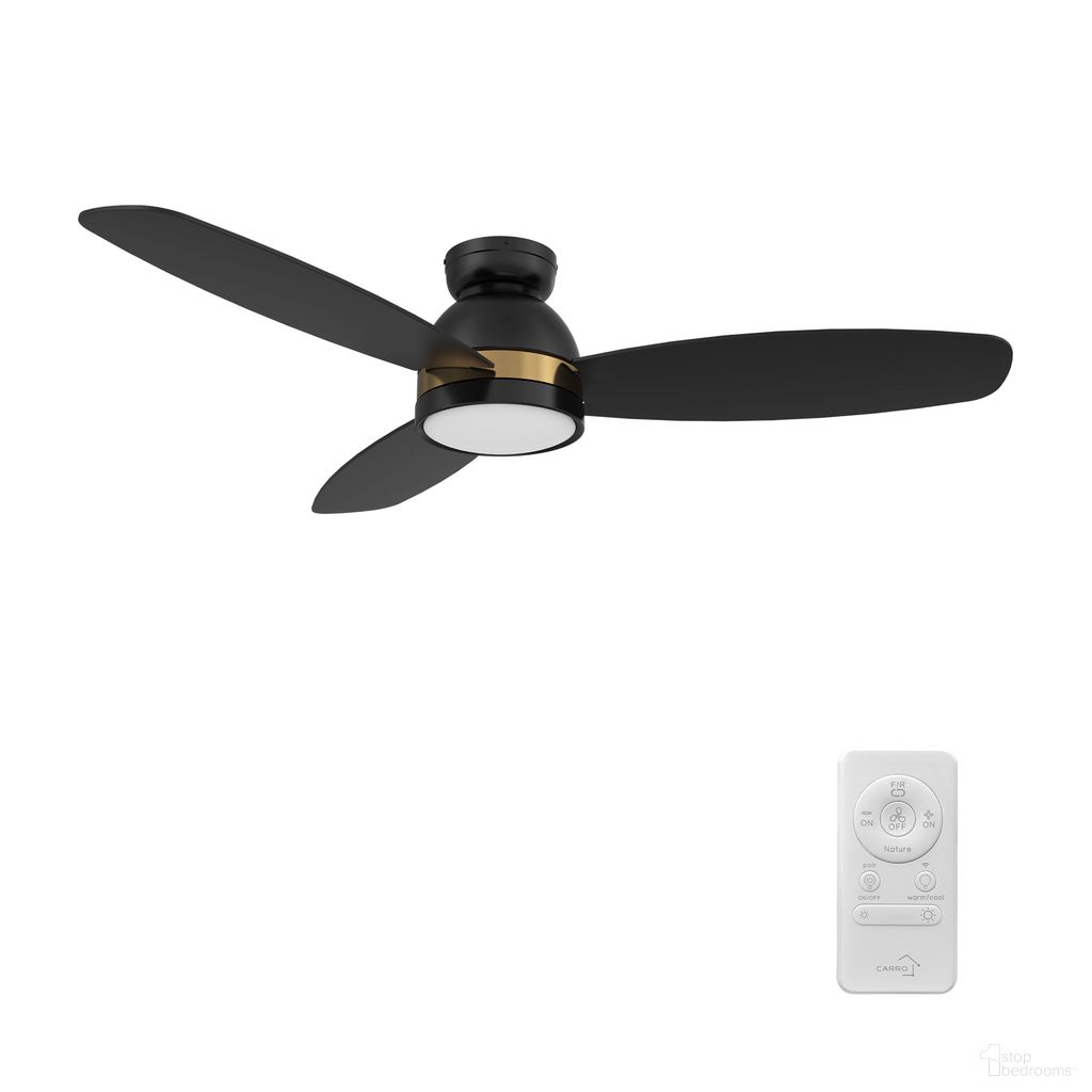 Fremont 48 Inch 3-Blade Flush Mount Smart Ceiling Fan with LED Light and Remote In Gold and Black