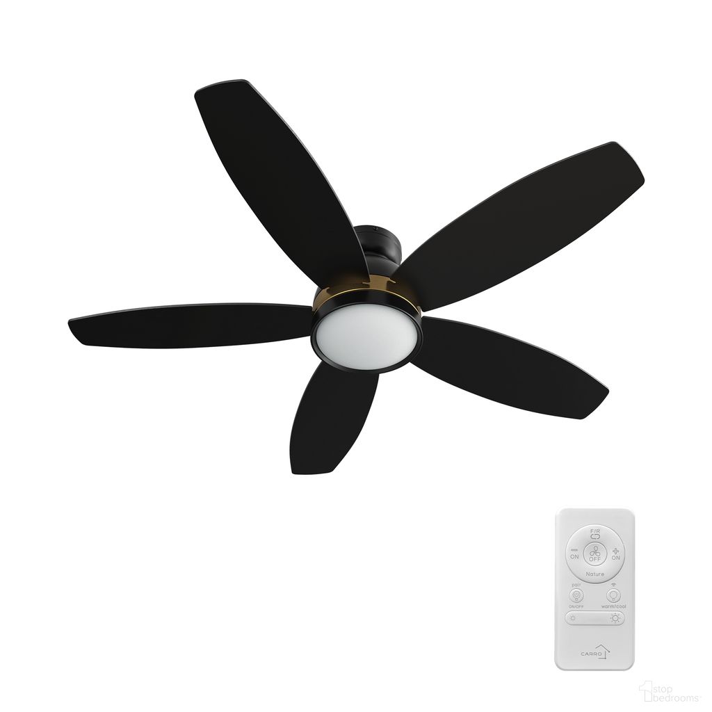 Fremont 48 Inch 5-Blade Flush Mount Smart Ceiling Fan with LED Light and Remote In Gold and Black