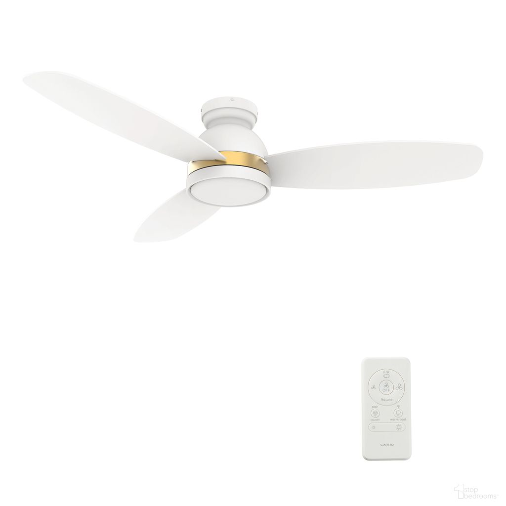 Fremont 52 Inch 3-Blade Flush Mount Smart Ceiling Fan with LED Light and Remote In Gold and White