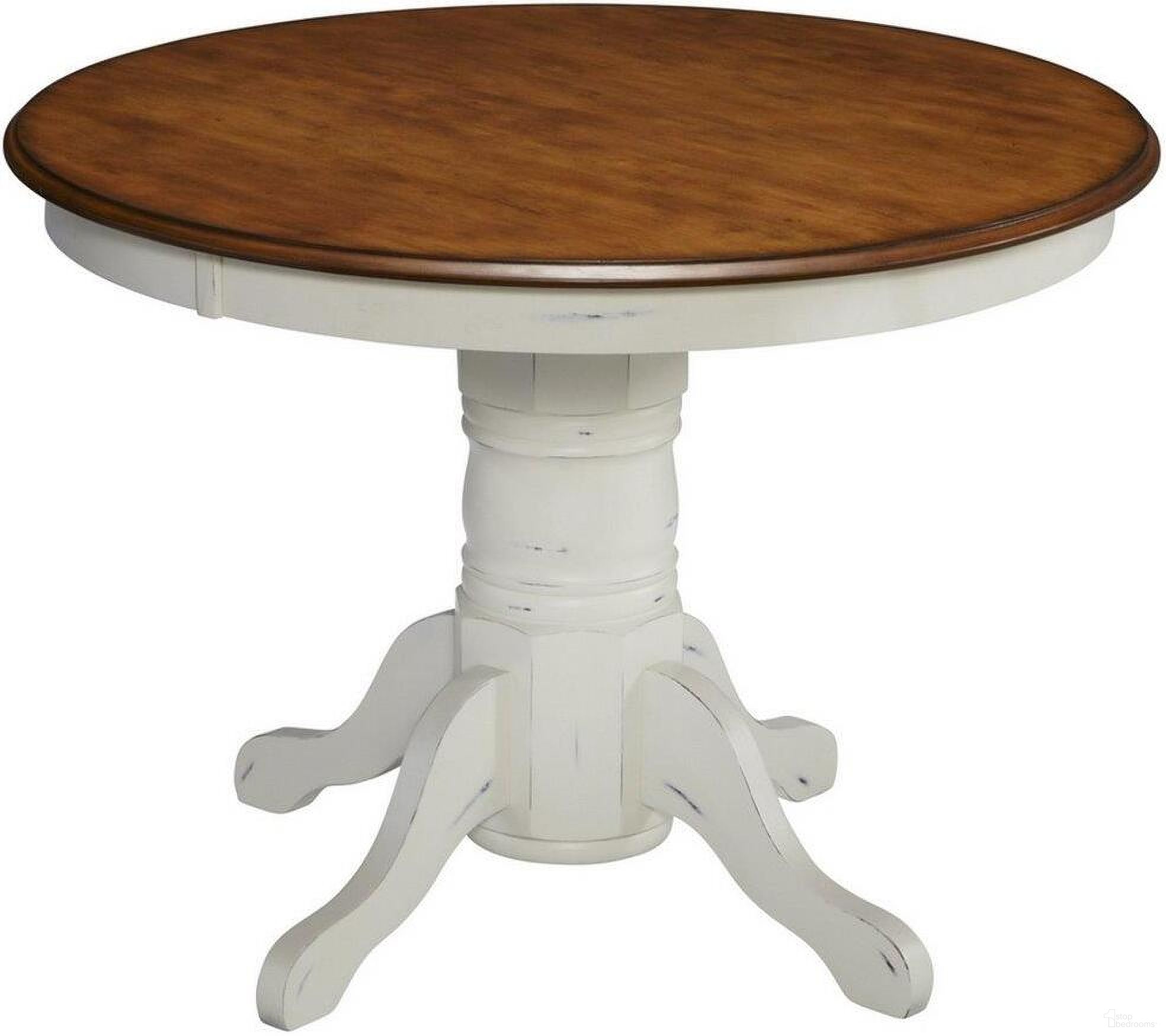 The appearance of French Countryside Off White Dining Table designed by Homestyles in the traditional interior design. This off white piece of furniture  was selected by 1StopBedrooms from French Countryside Collection to add a touch of cosiness and style into your home. Sku: 5518-301;5518-302. Table Base Style: Pedestal. Table Top Shape: Round. Material: Wood. Size: 42".