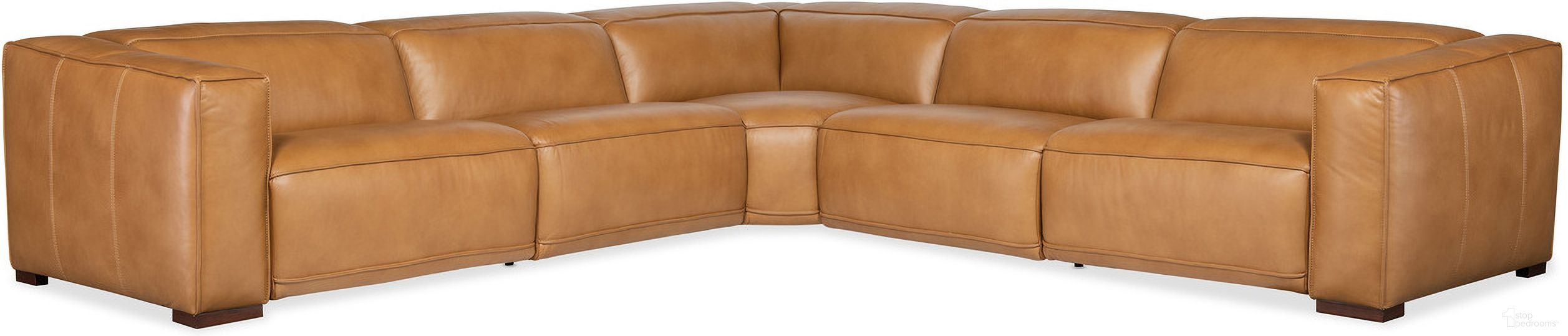 The appearance of Fresco 5 Seat Power Recline Sectional In Brown designed by Hooker in the transitional interior design. This brown piece of furniture was selected by 1StopBedrooms from MS Collection to add a touch of cosiness and style into your home. Sku: SS404-APH-080;SS404-APPH-080;SS404-C-080;SS404-RLPPH-080. Material: Leather. Layout: L-Shape.