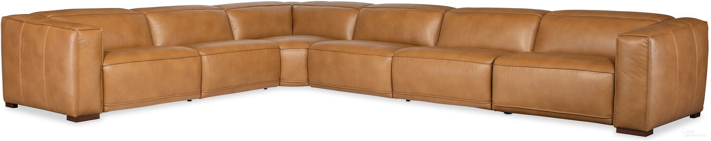 The appearance of Fresco 6 Seat Power Recline Sectional In Brown designed by Hooker in the transitional interior design. This brown piece of furniture was selected by 1StopBedrooms from MS Collection to add a touch of cosiness and style into your home. Sku: SS404-APH-080;SS404-APPH-080;SS404-APPH-080;SS404-C-080;SS404-RLPPH-080. Material: Leather.