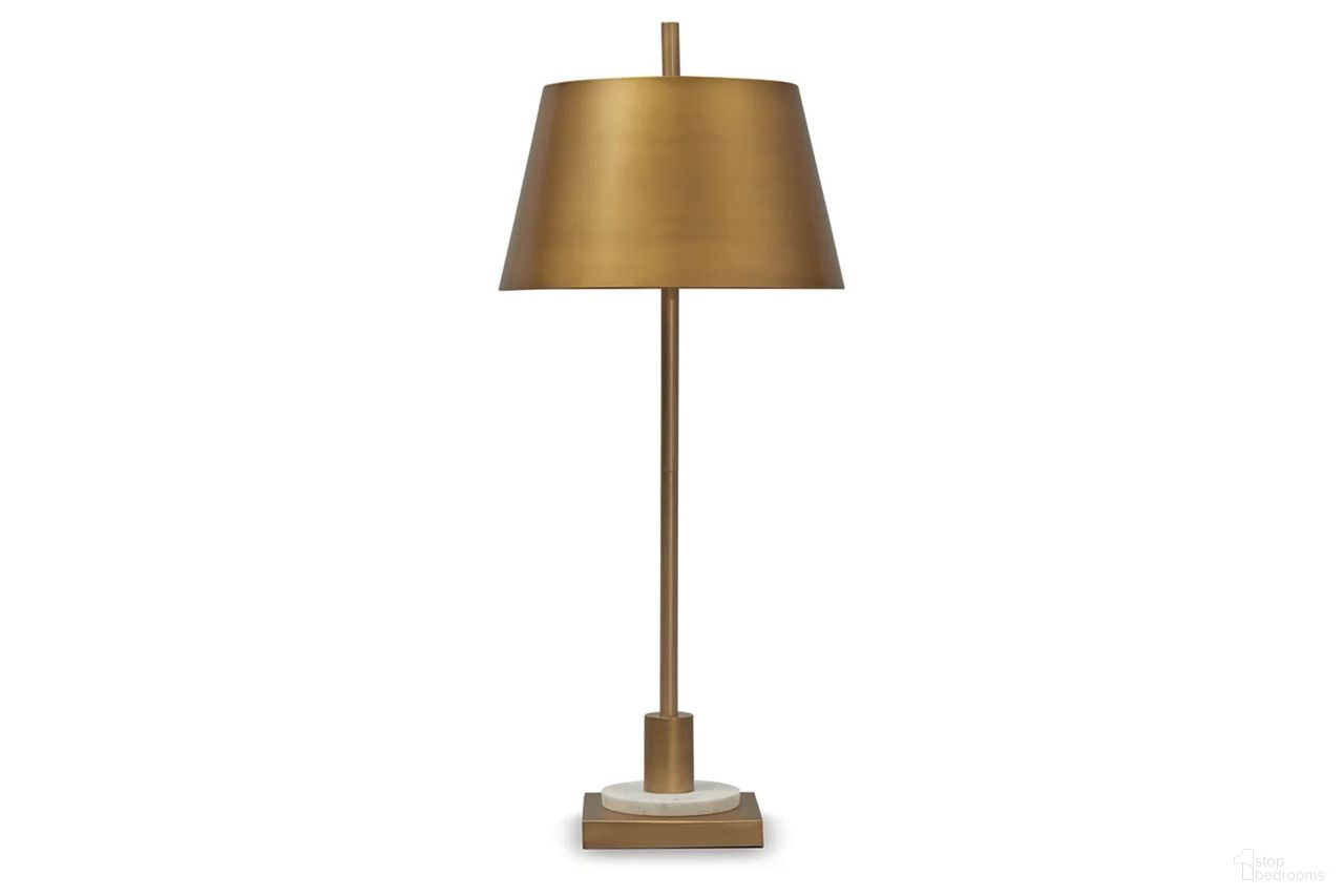 The appearance of Fritzburn Table Lamp In Gold/White designed by Signature Design by Ashley in the modern / contemporary interior design. This gold/white piece of furniture was selected by 1StopBedrooms from Fritzburn Collection to add a touch of cosiness and style into your home. Sku: L208444. Material: Marble.