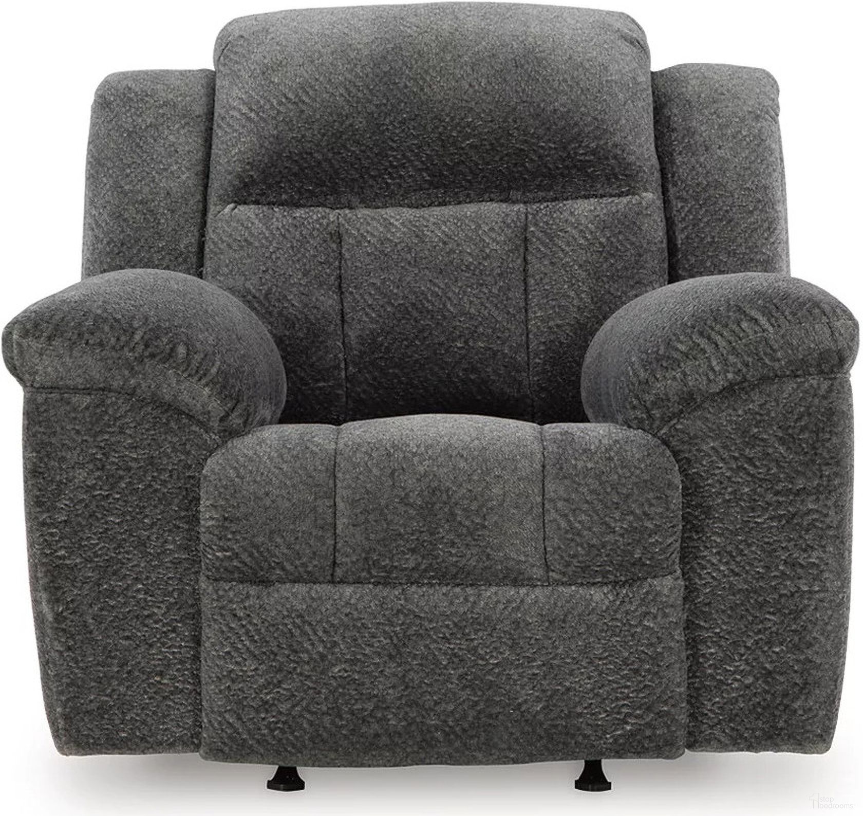 The appearance of Frohn Recliner In Graphite designed by Signature Design by Ashley in the modern / contemporary interior design. This graphite piece of furniture was selected by 1StopBedrooms from Frohn Collection to add a touch of cosiness and style into your home. Sku: 3740625. Material: Fabric.