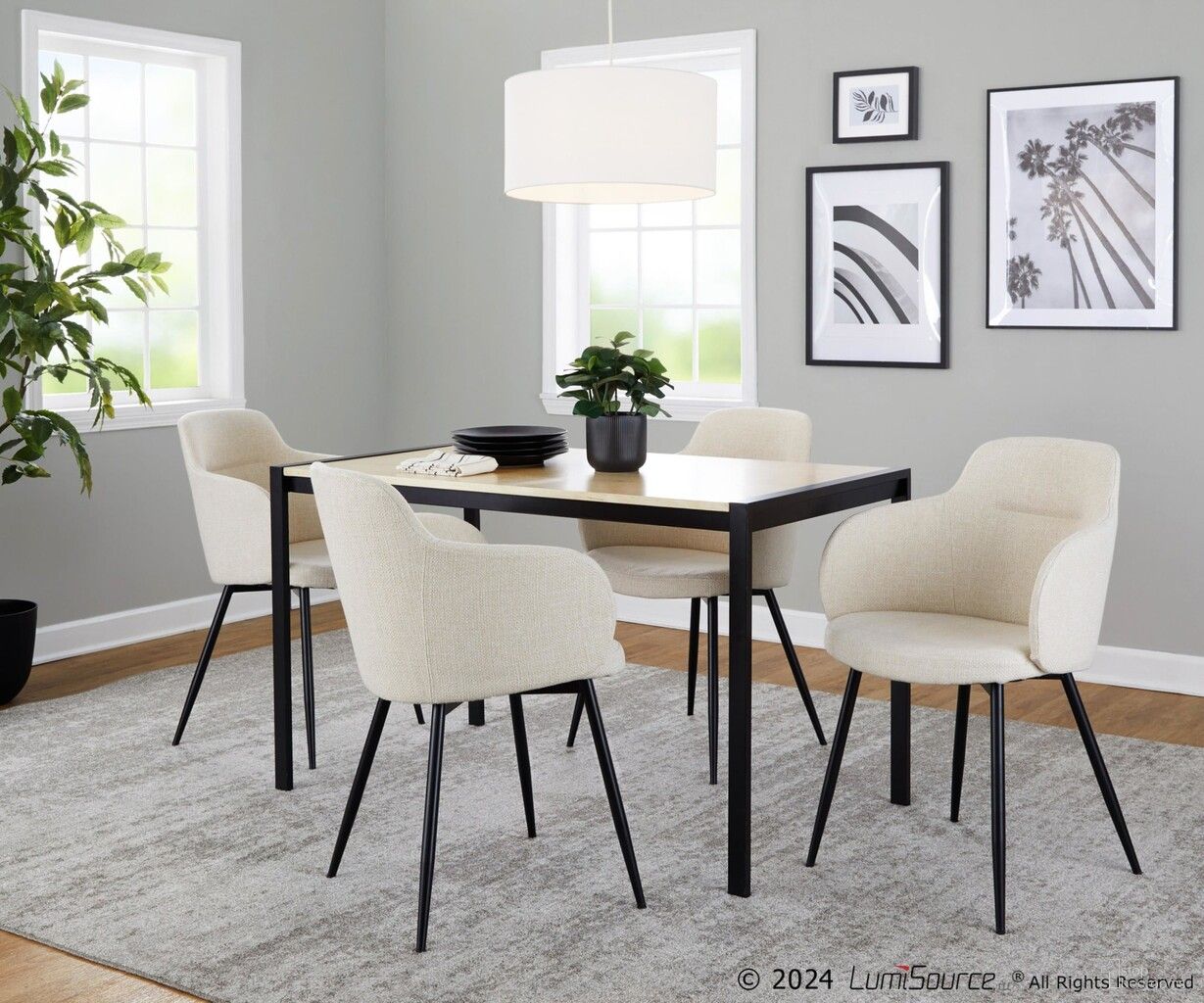 Fuji-Boyne Fabric Dining Set In Natural and Cream