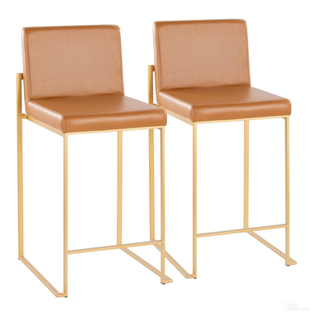 The appearance of Fuji High Back 26 Inch Fixed Height Counter Stool Set of 2 In Camel and Gold designed by Lumisource in the modern / contemporary interior design. This camel/gold piece of furniture was selected by 1StopBedrooms from Fuji Collection to add a touch of cosiness and style into your home. Sku: B26-FUJIHBPU AUCAM2. Material: Foam.